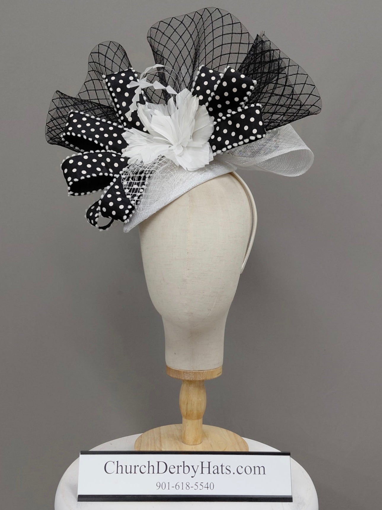 Shay Black and White - Kentucky Derby Fascinator