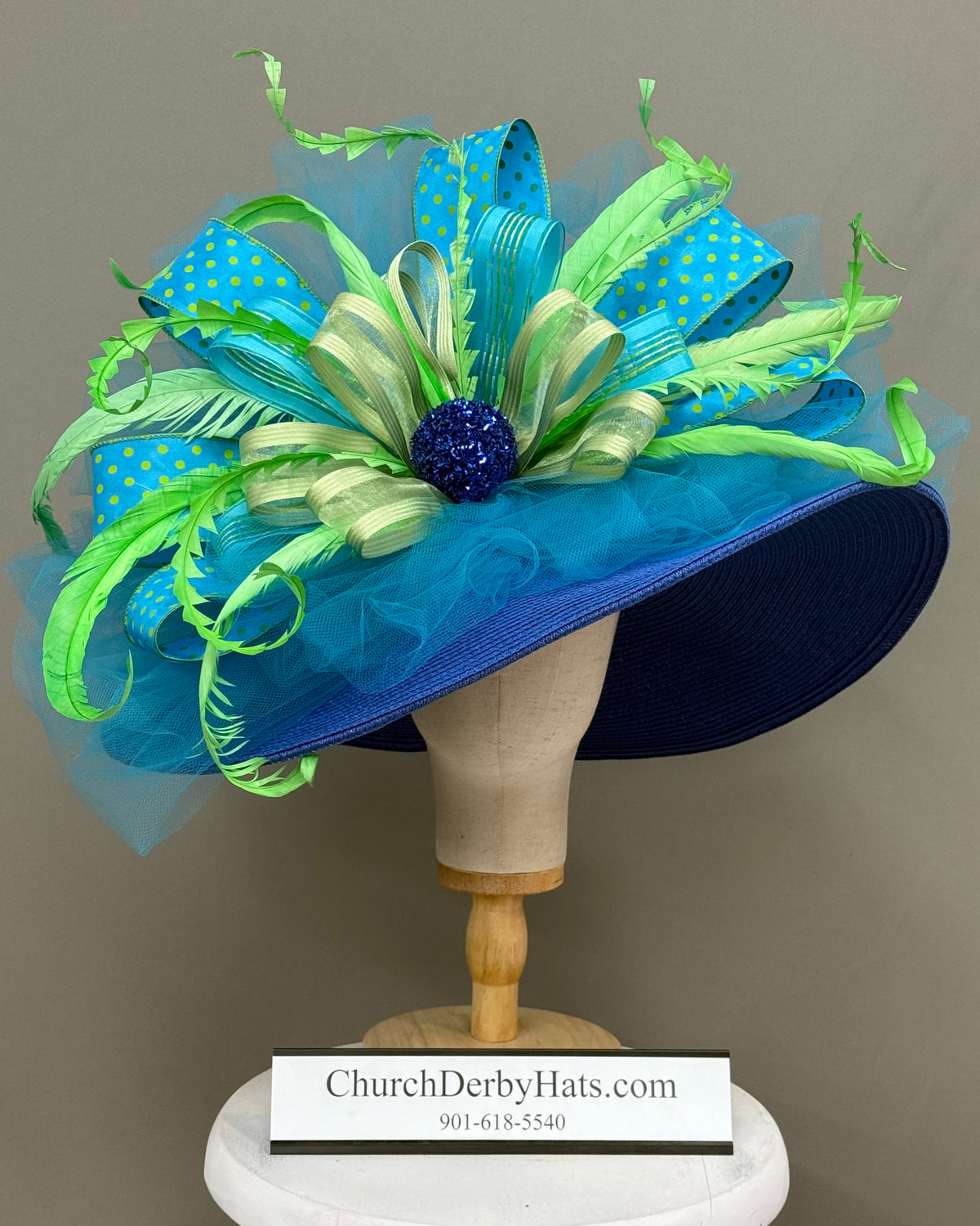 Infatuated - Blue Green Kentucky Derby Hat