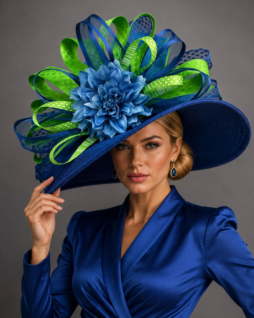 Hellen Blue Green - Kentucky Derby Hat