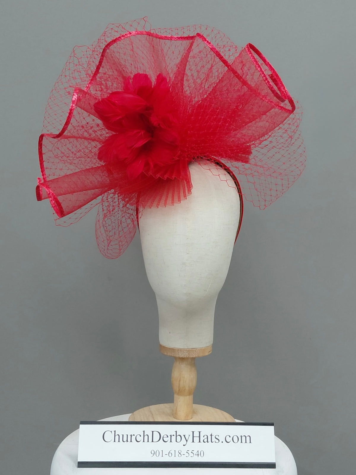 Deridra Red Fascinator on Headband