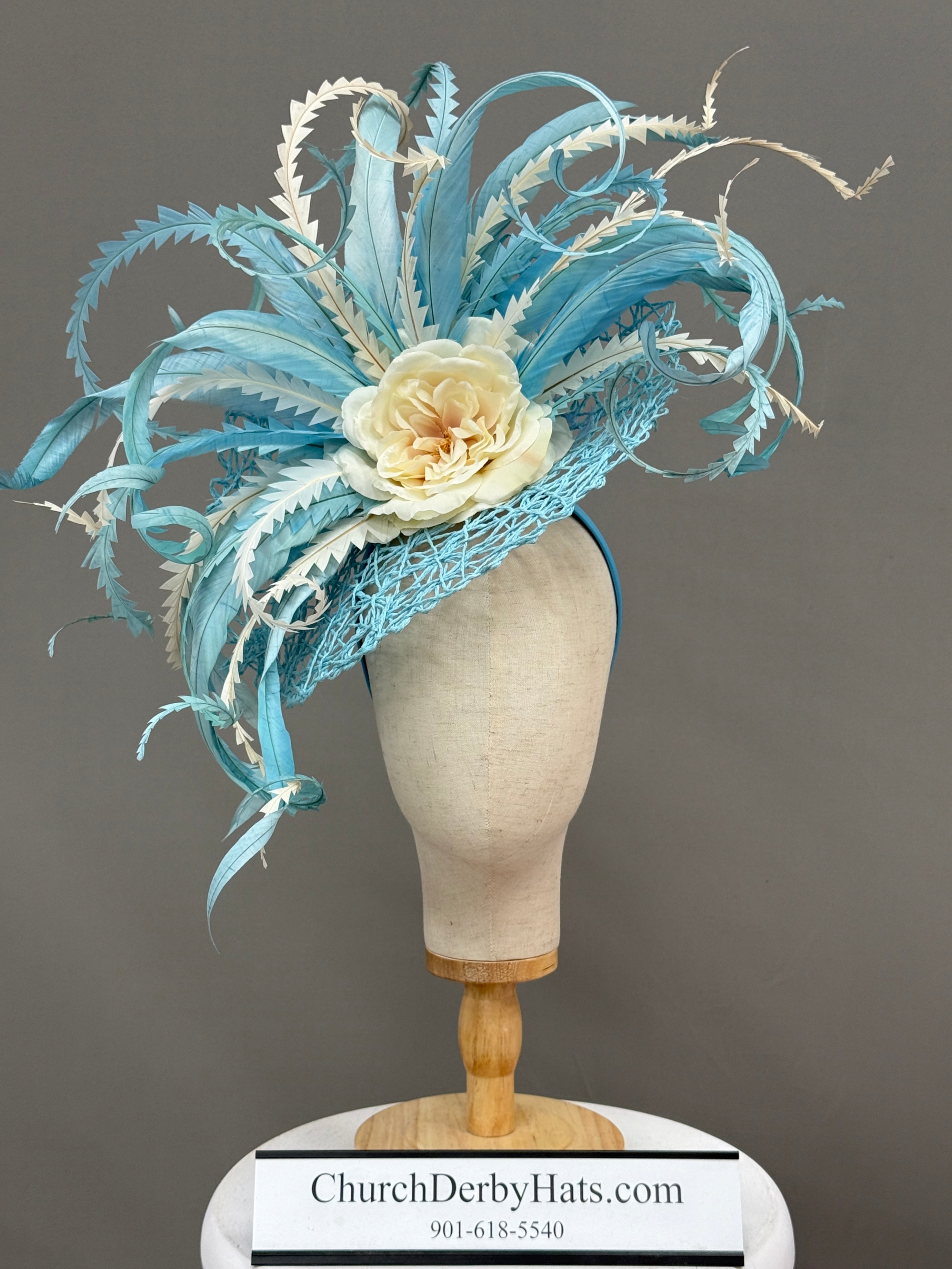 Belinda Blue Fascinator - Kentucky Derby Hat