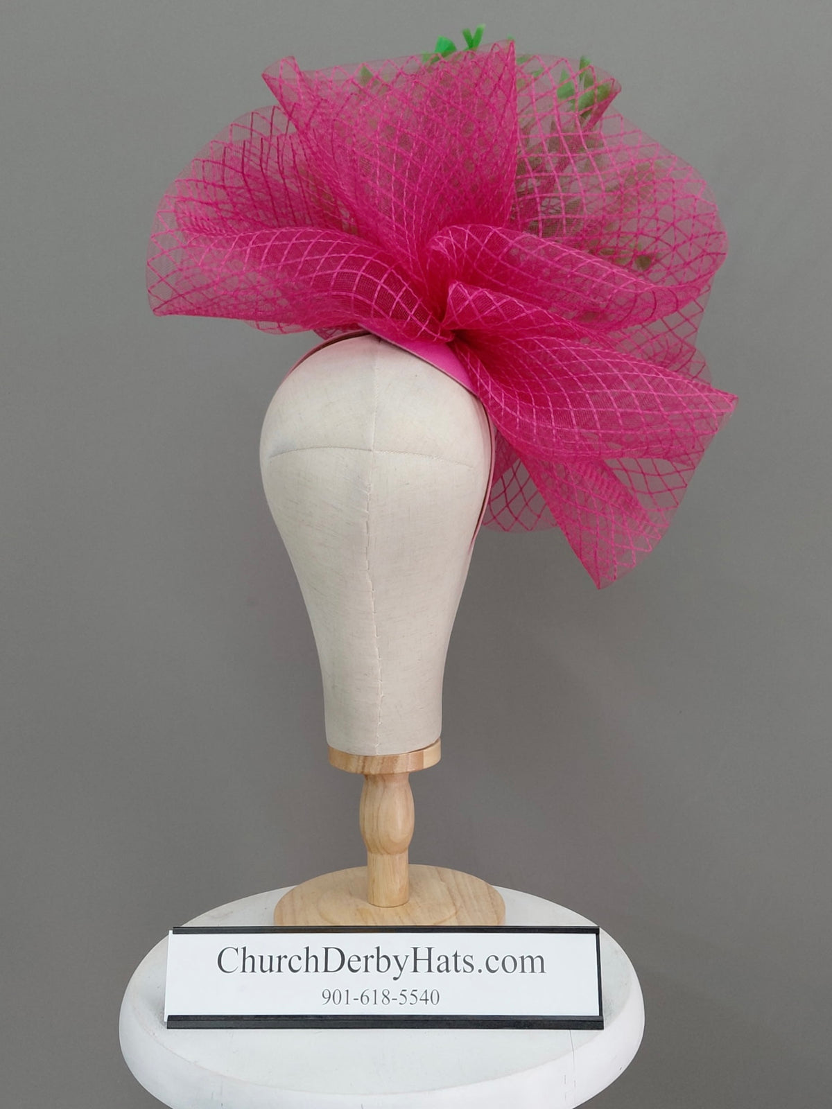 Rachel Pink Green - Kentucky Derby Hat - Fascinator on Headband