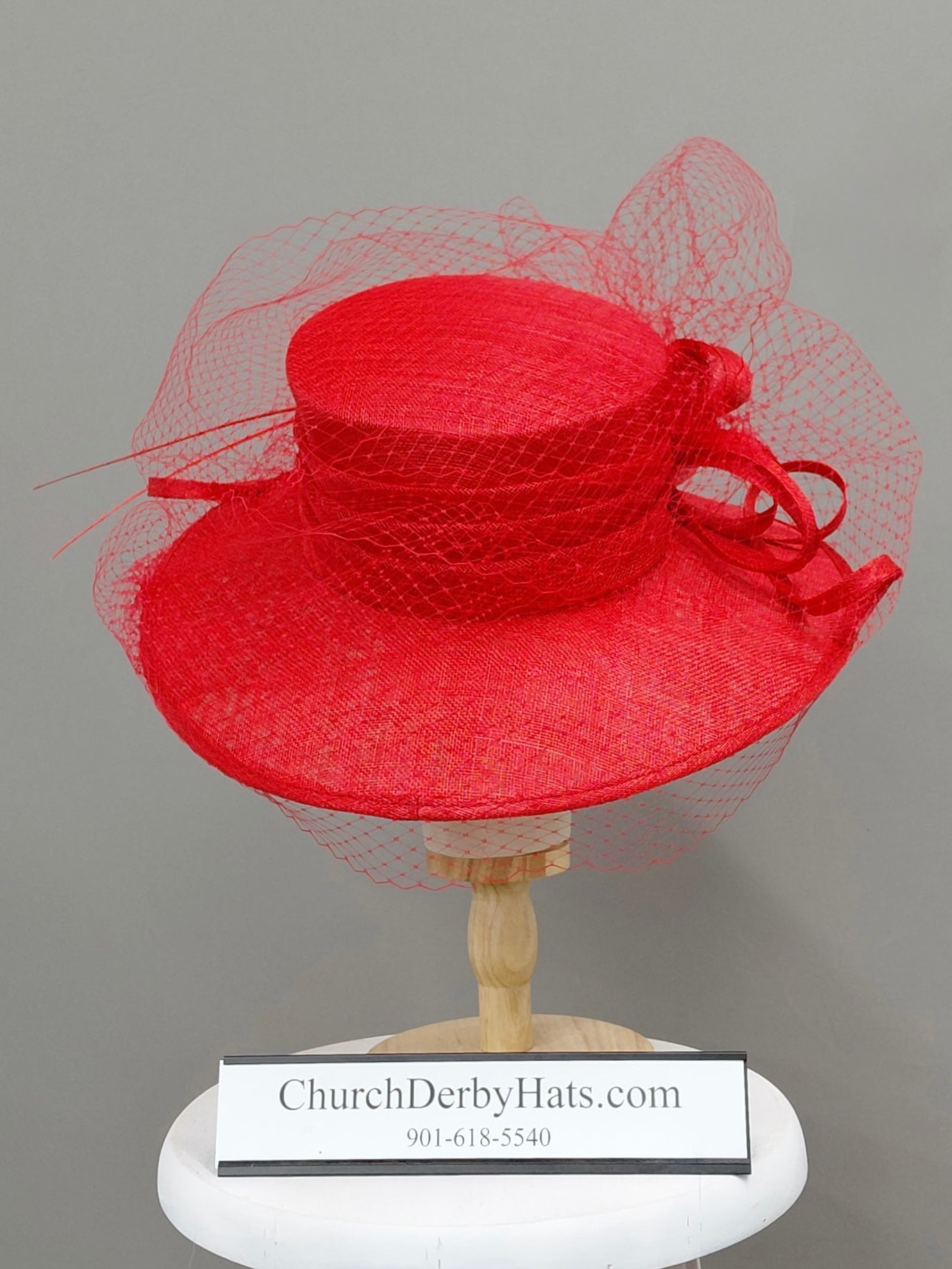 Grace Red Sinamay - Church Derby Hat