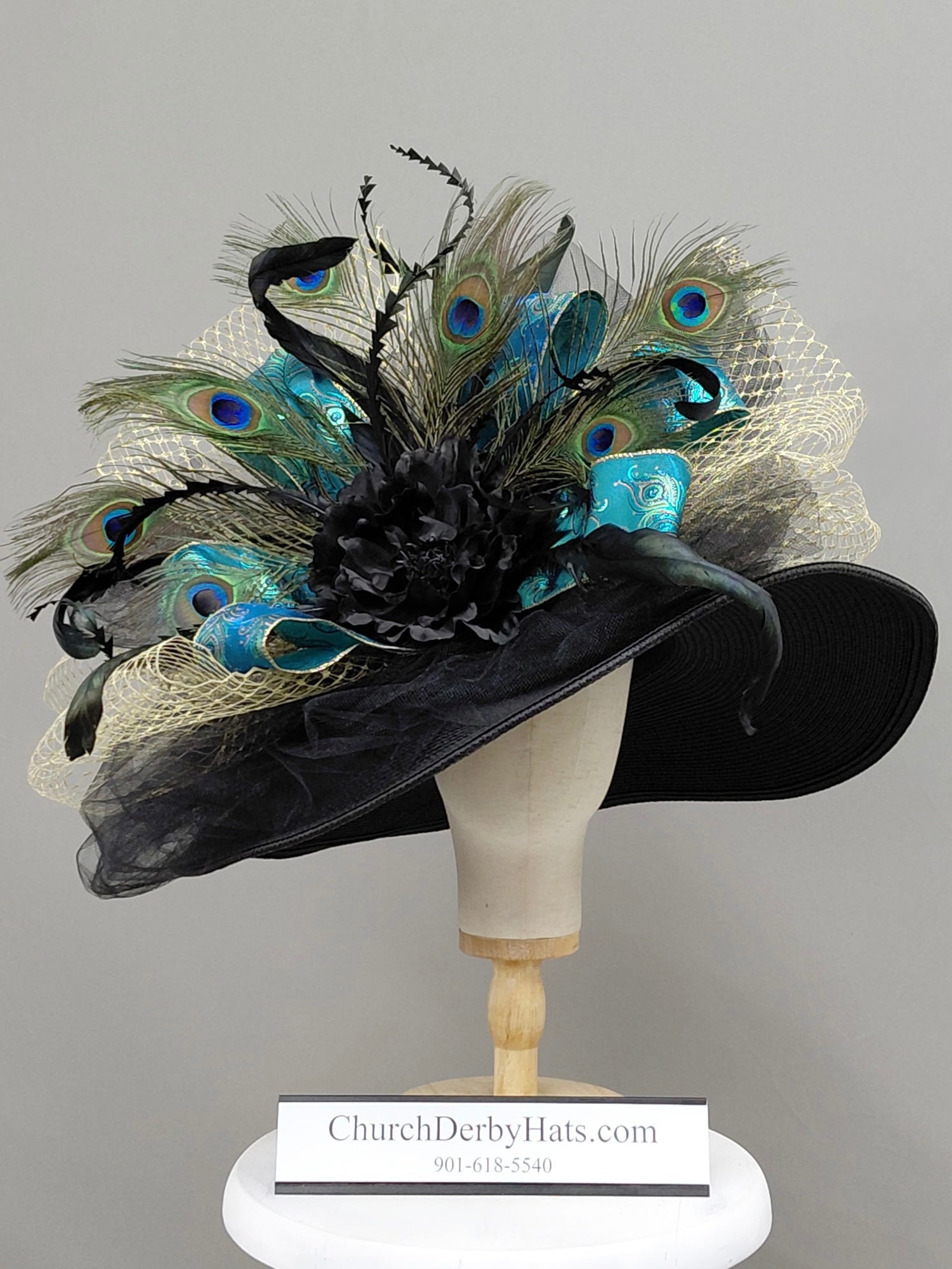 Amarillo - Black Teal Kentucky Derby Hat