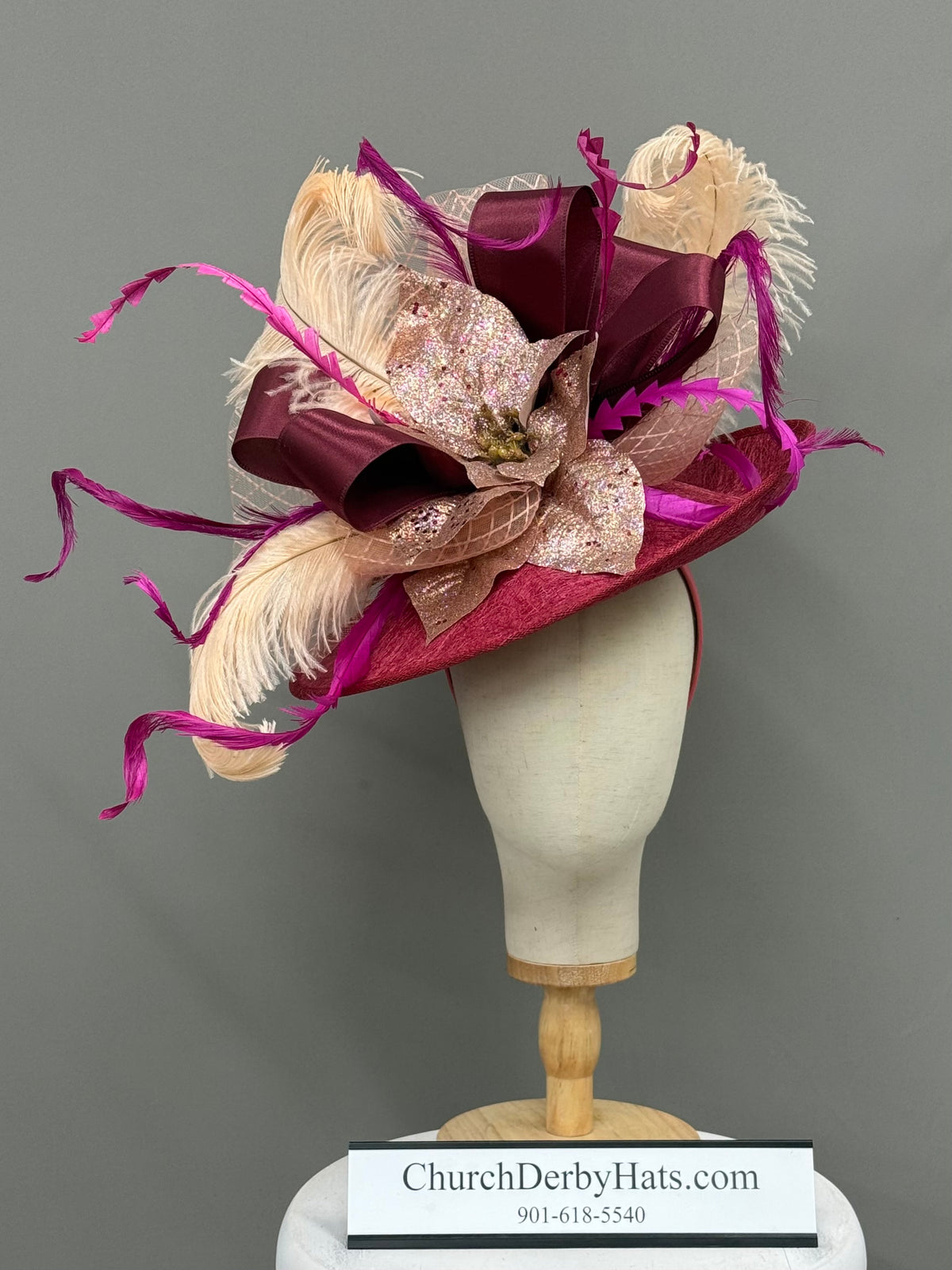 Merlot Fascinator - Kentucky Derby Hat