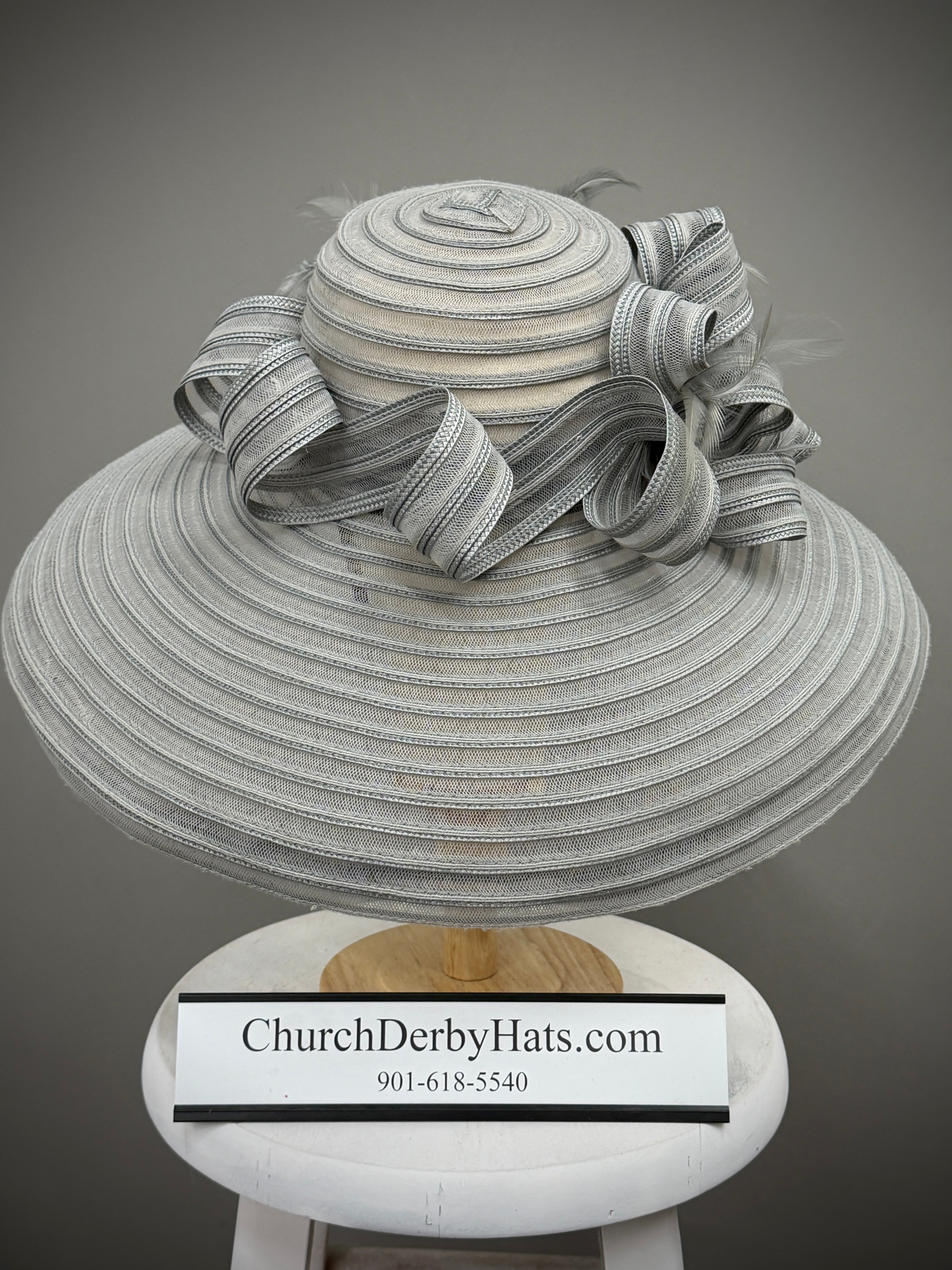 Gray Lampshade Horsehair Wide Brim Hat