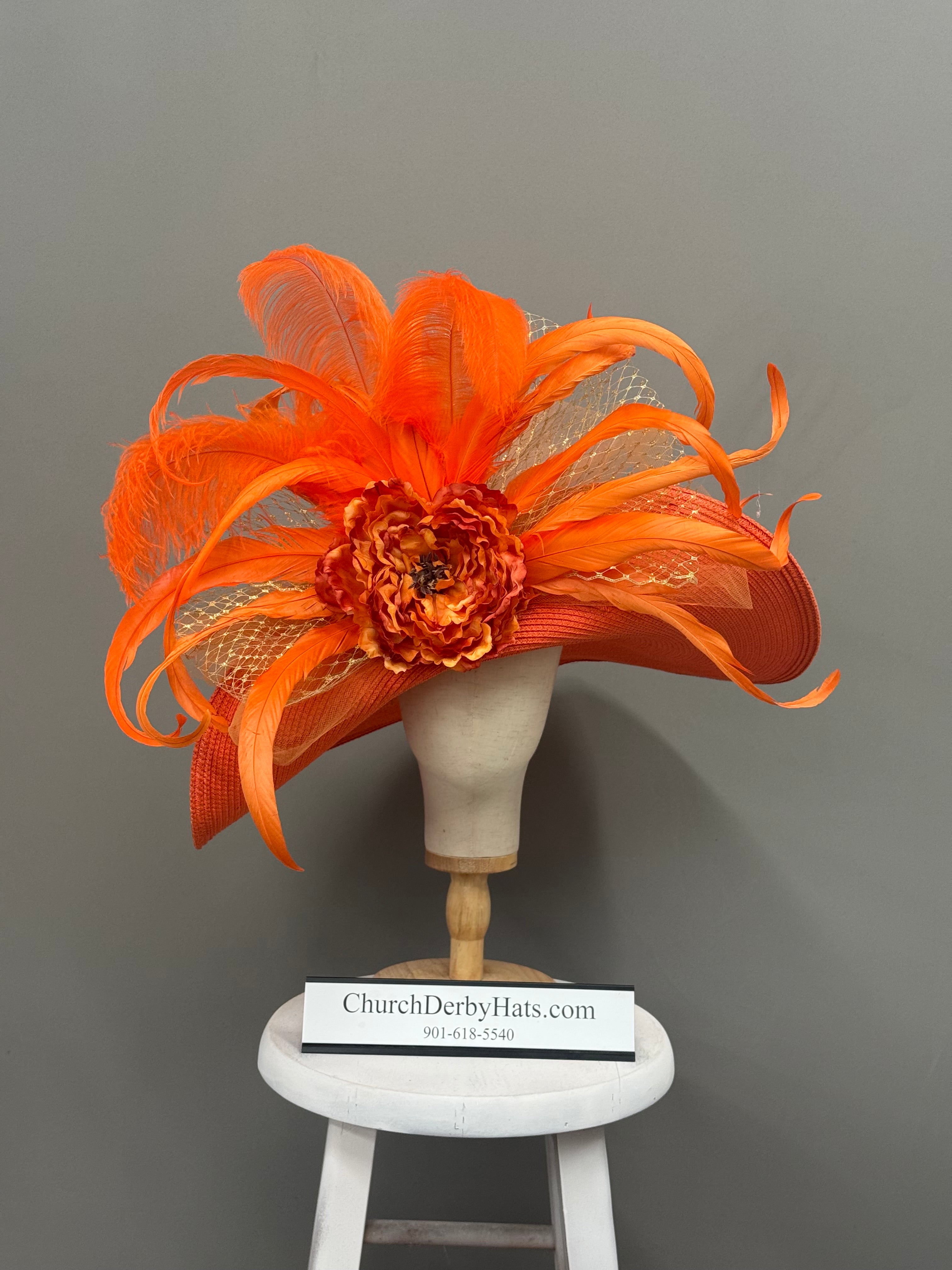 Orange Kentucky Derby Hat - Church Derby Hat