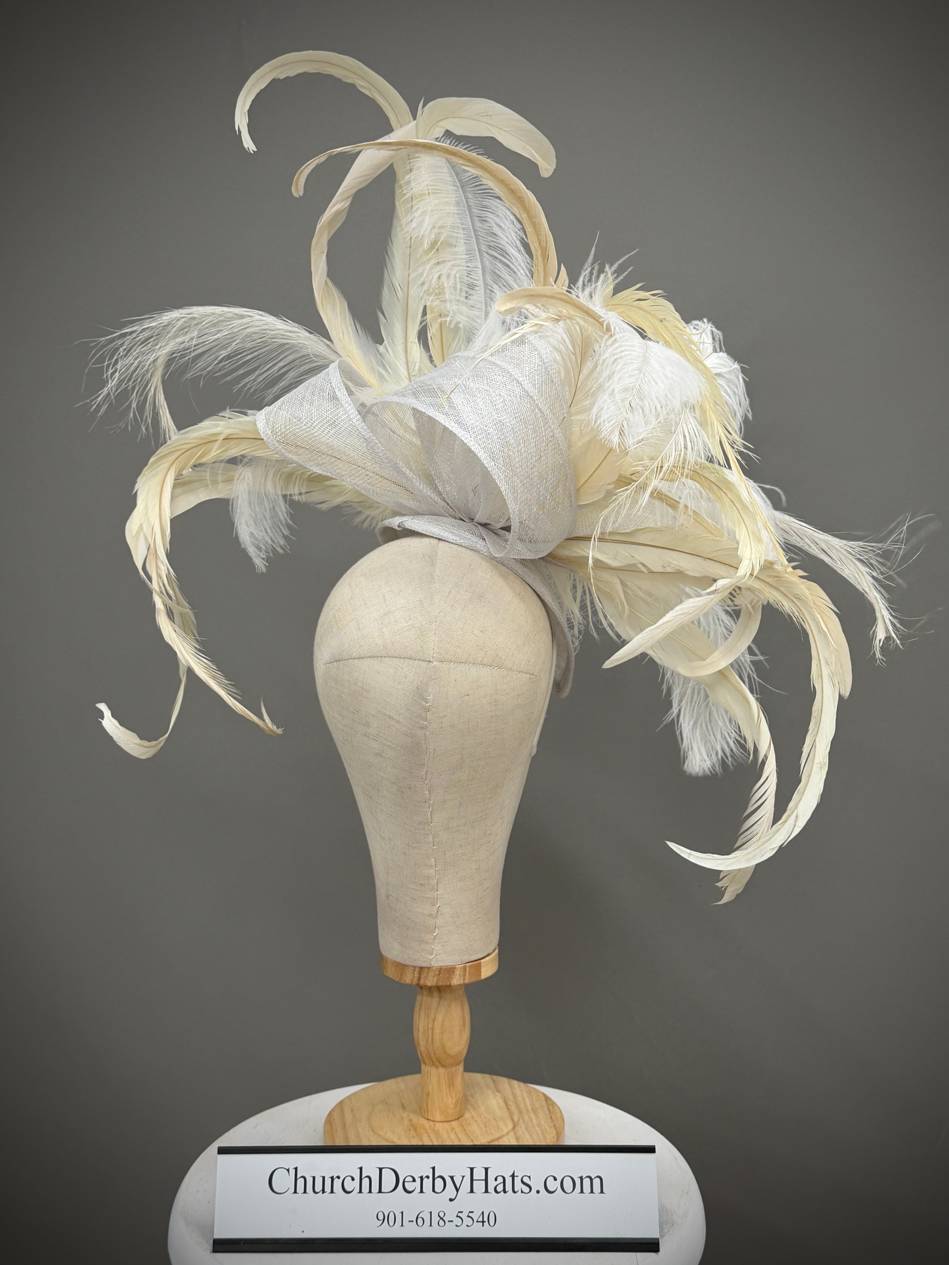 Snow - Church Derby Fascinator Hat