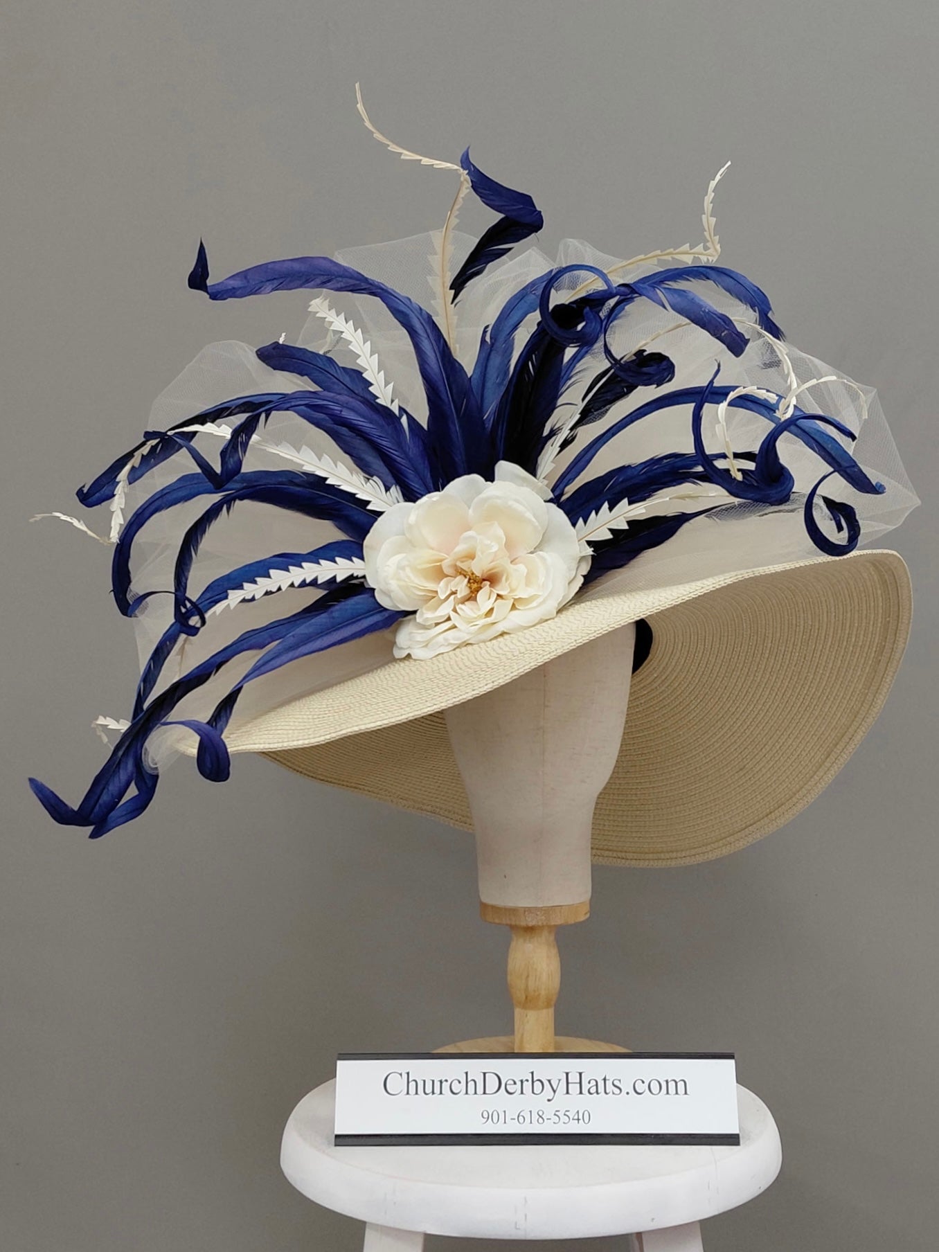 Olivia Blue Ivory - Kentucky Derby Hat