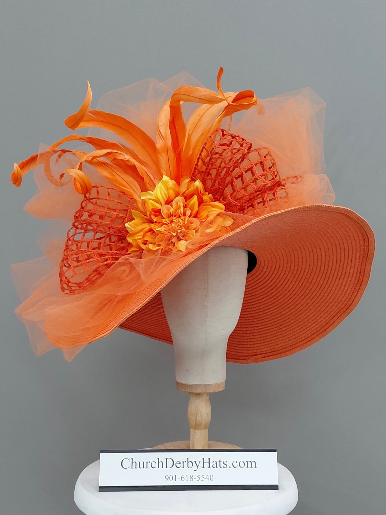Orange Blossom - Kentucky Derby Hat - Elegant Church Hat