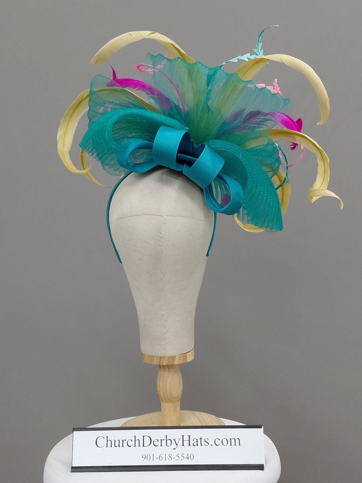 Turquoise Derby Fascinator - Church Derby Hat