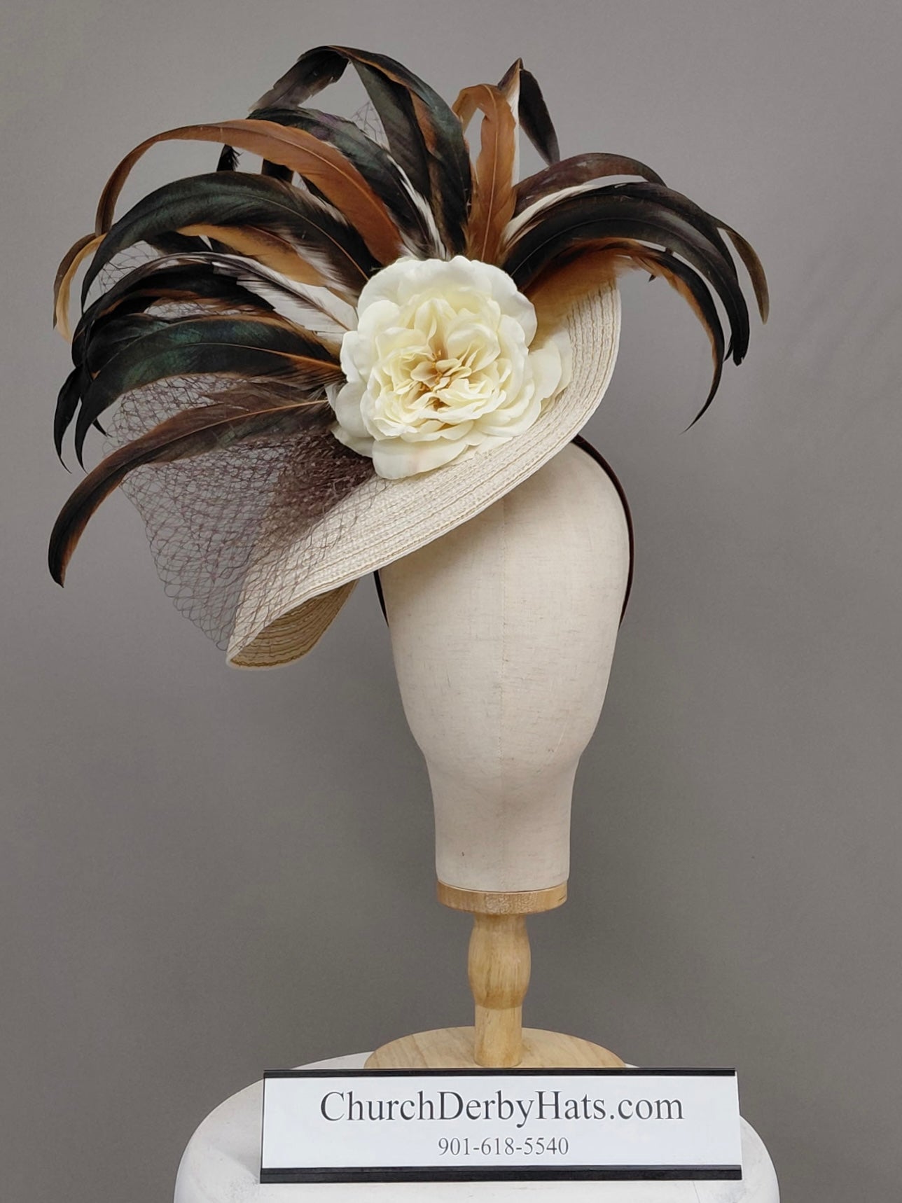 Ivory Fascinator on Headband