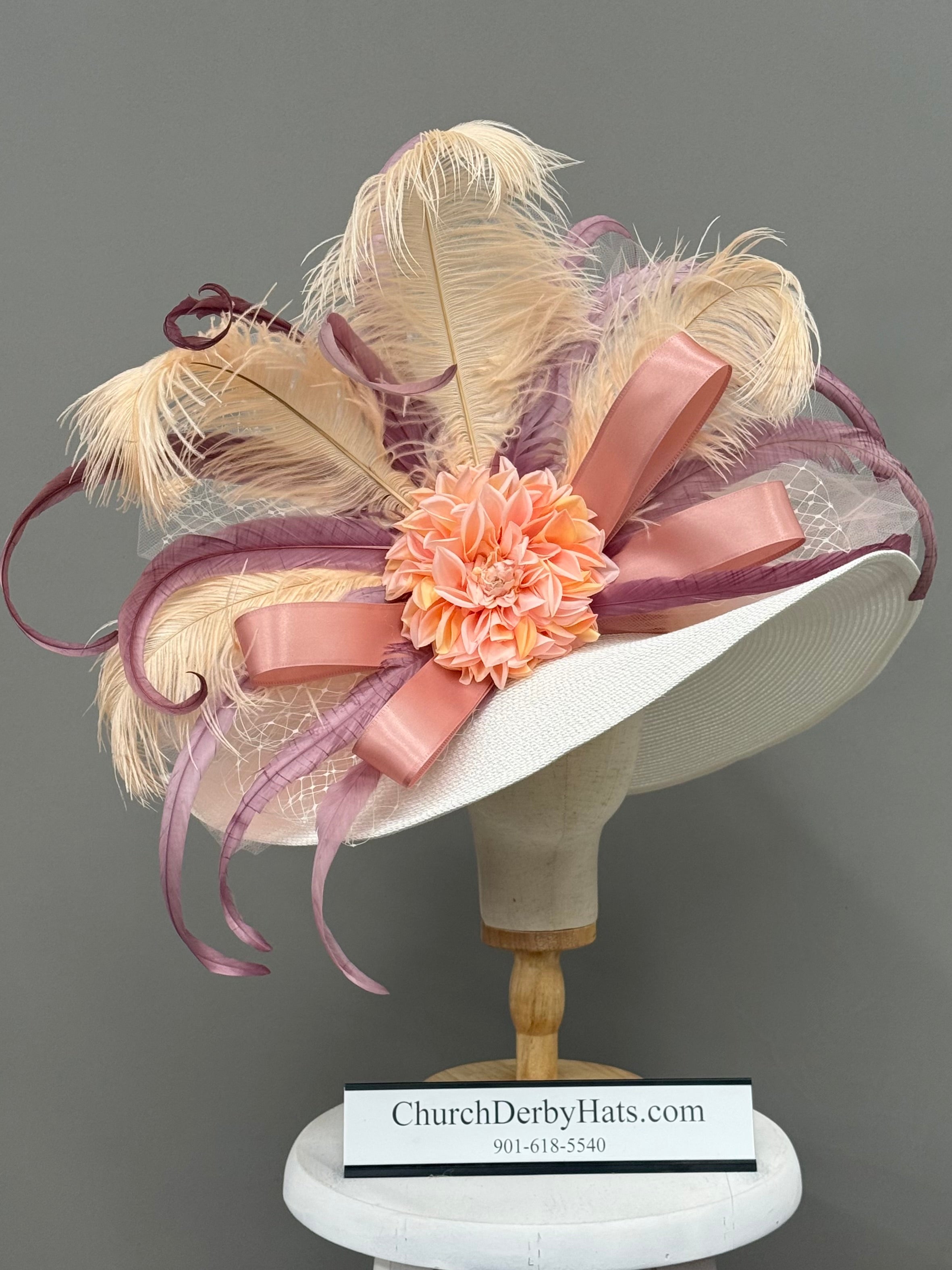 Princess Ann - Kentucky Derby Hat - Pink Blush Tones Church Hat