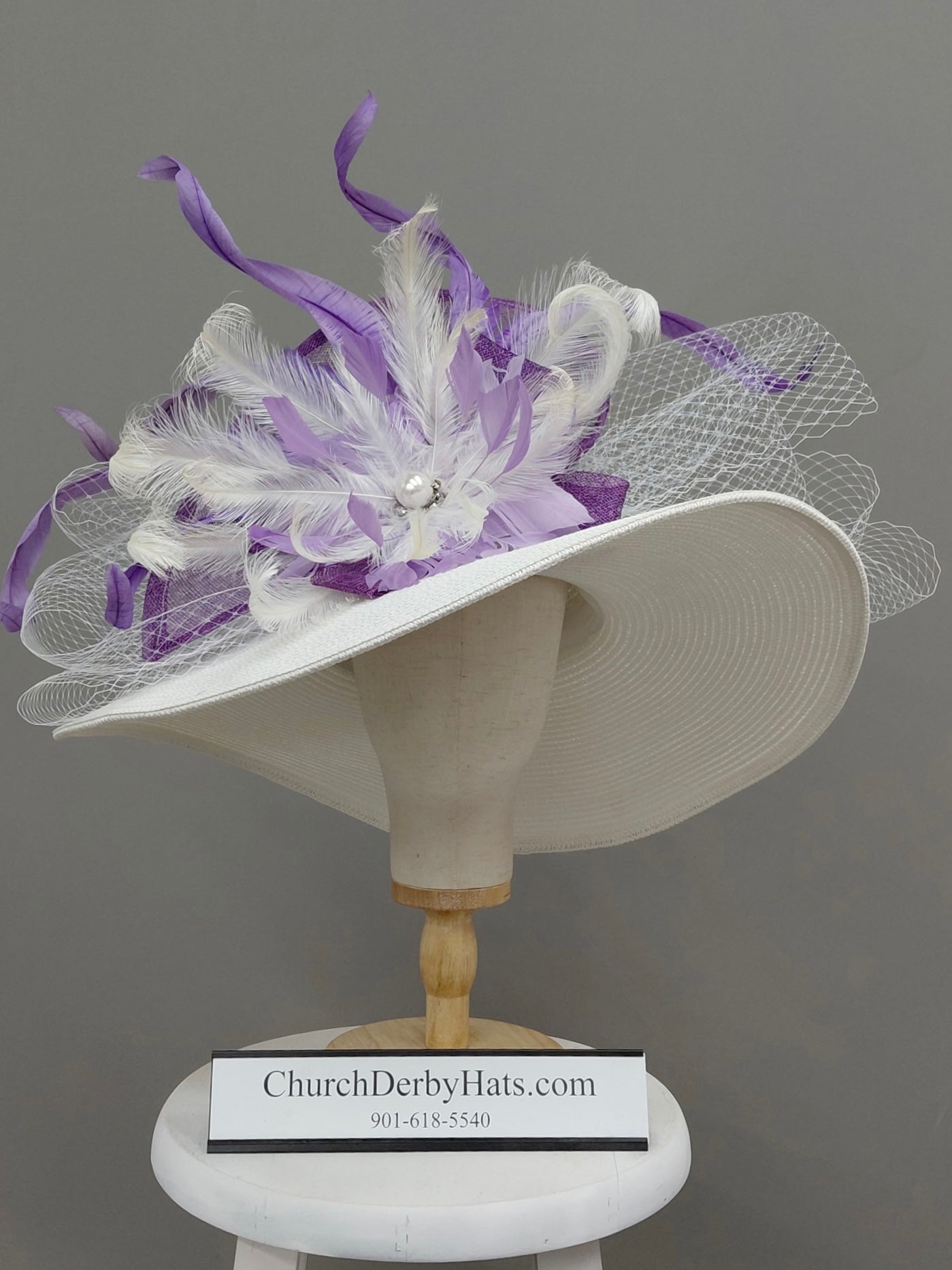 Jill Purple White - Church Derby Hat