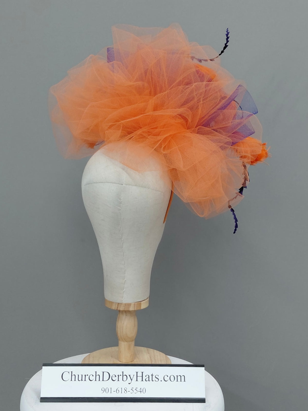 Orly - Orange Fascinator on Headband - Kentucky Derby Hat