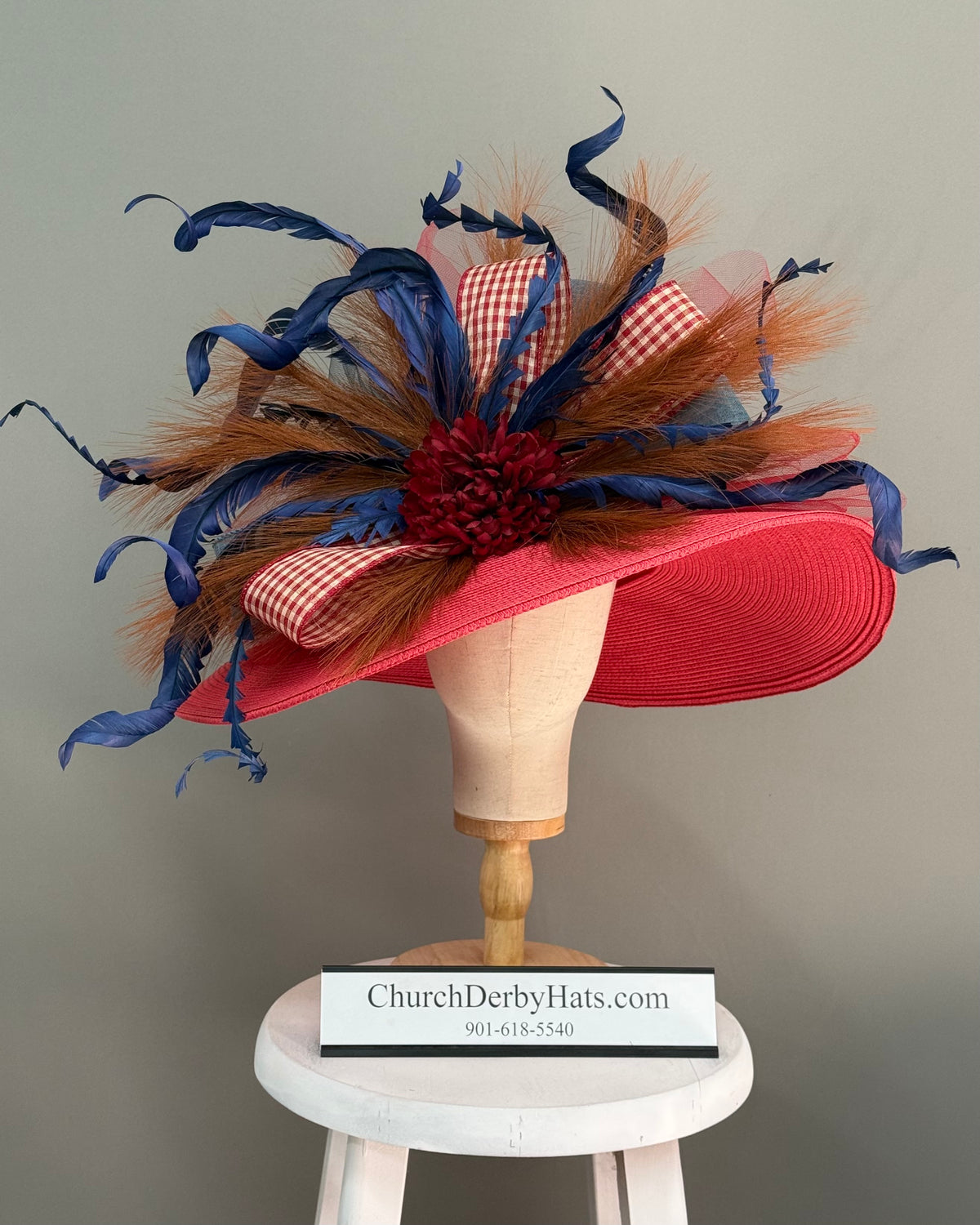Bridget Red Blue - Kentucky Derby Hat