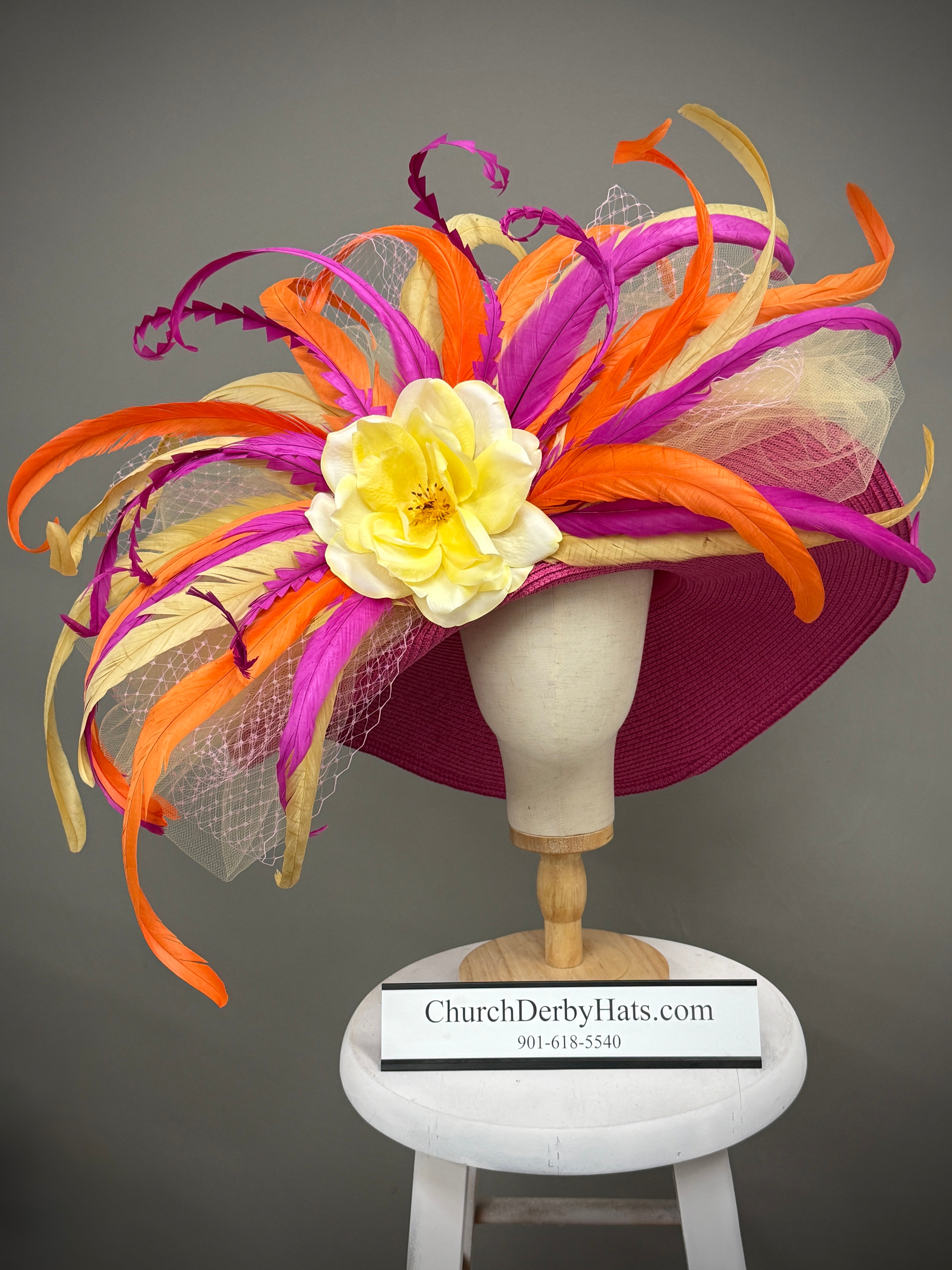 Starlara Yellow Pink - Kentucky Derby Hat