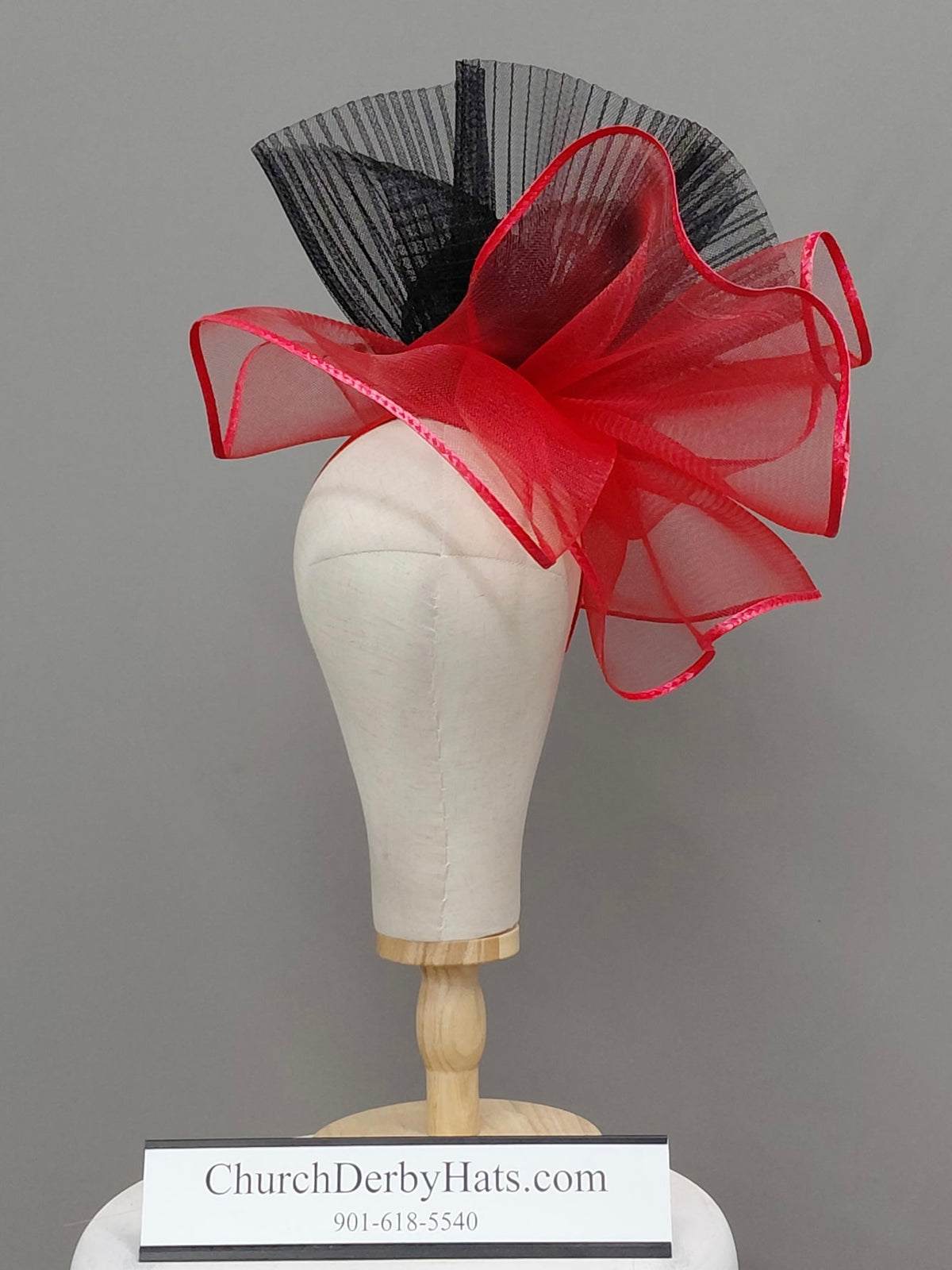 Kerine Red Black Fascinator on Headband