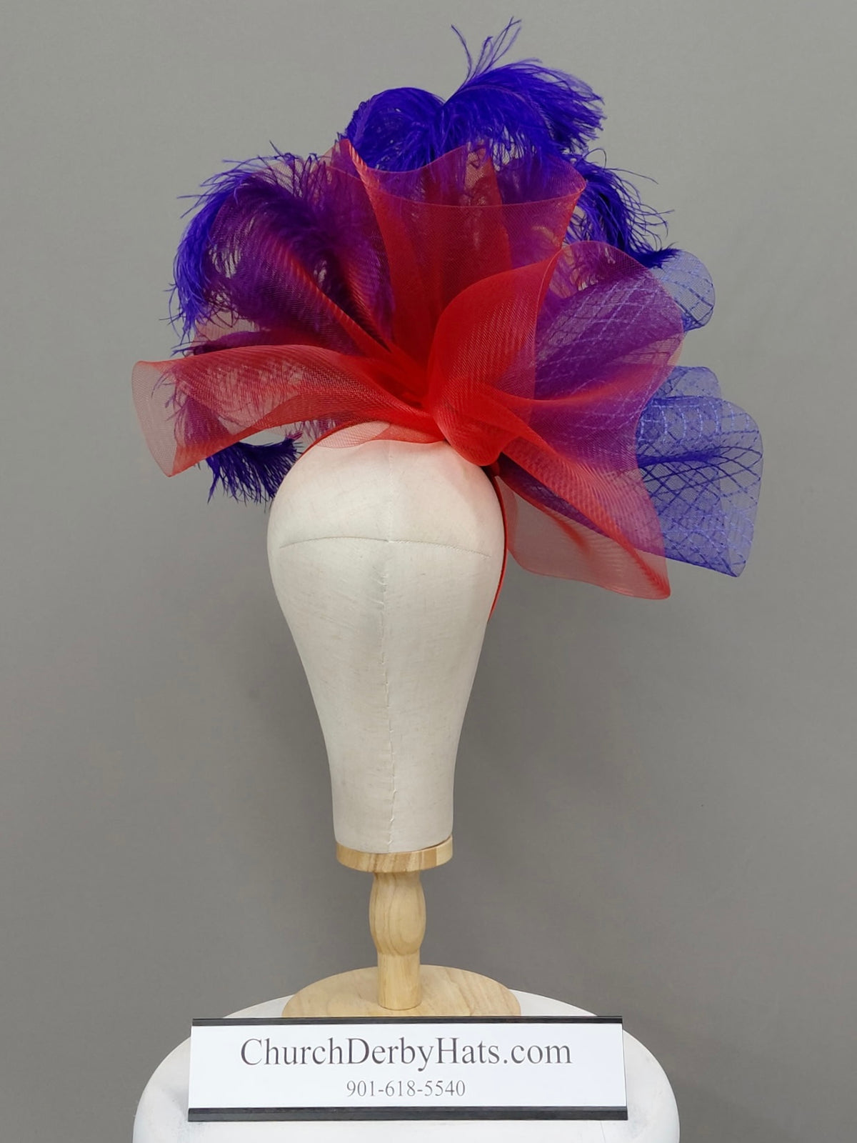 Red Hat Society Fascinator on Headband