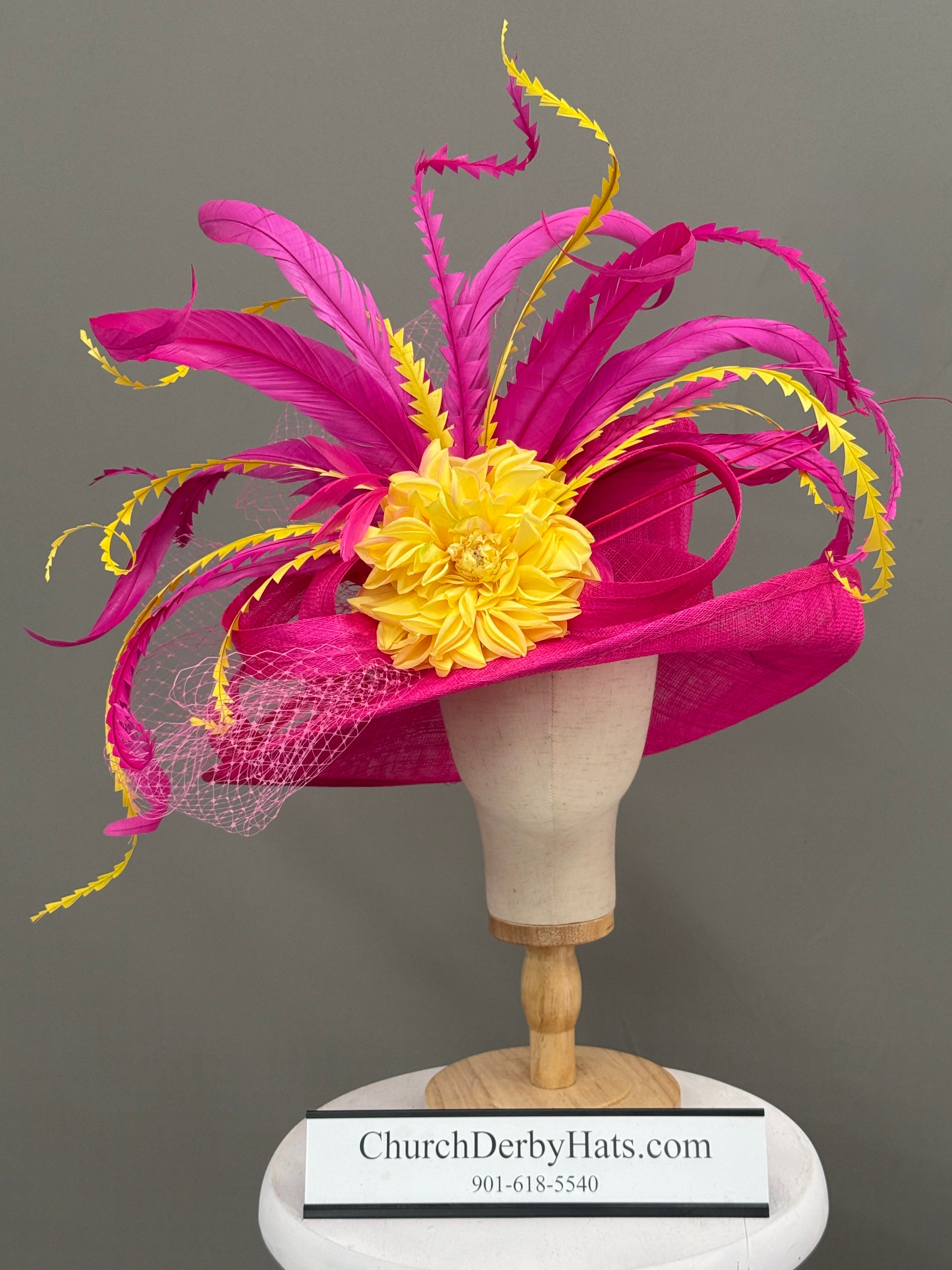 Florna Fuchsia Yellow - Church Derby Hat