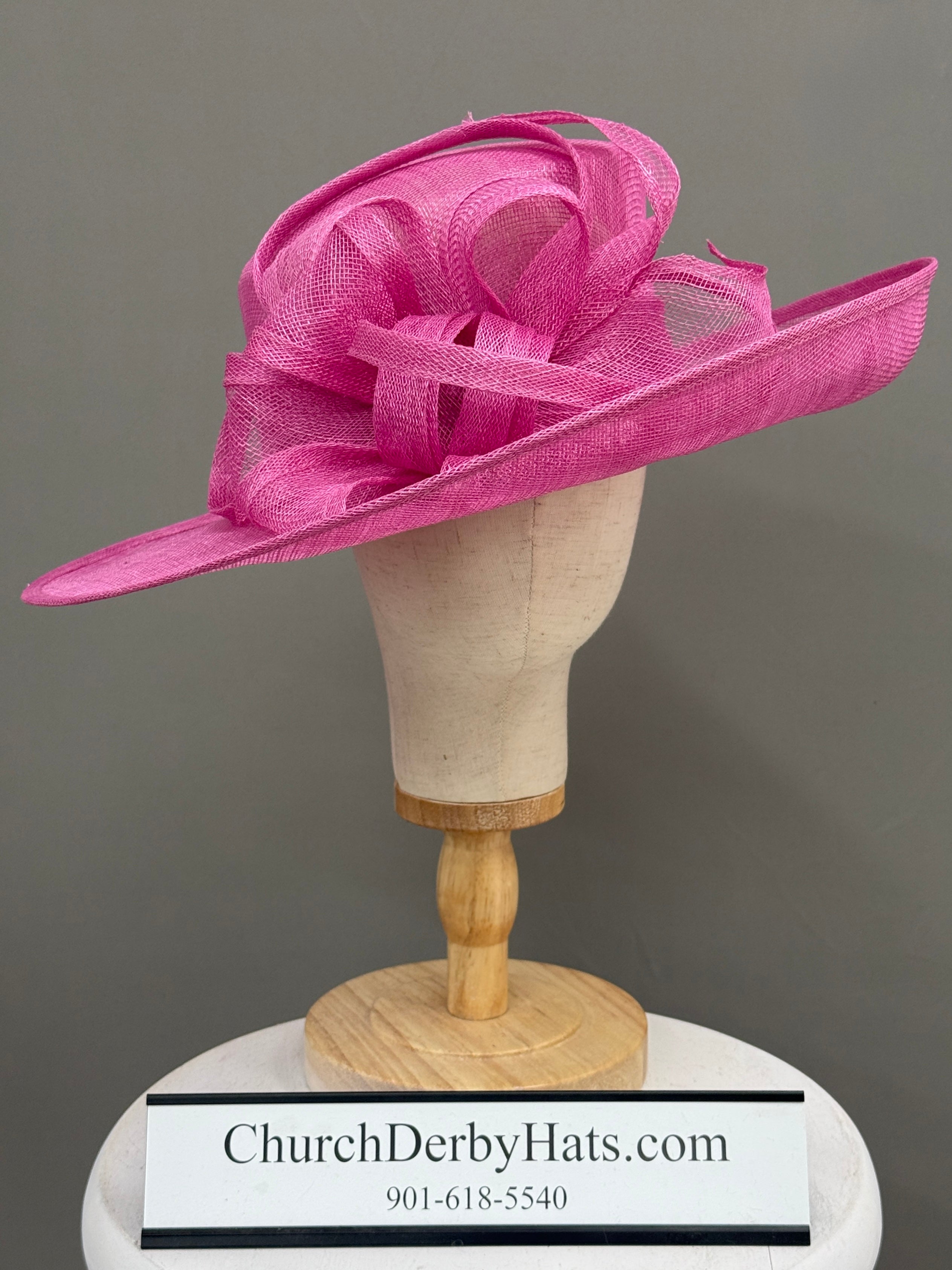 Windy Pink Sinamay - Church Derby Hat