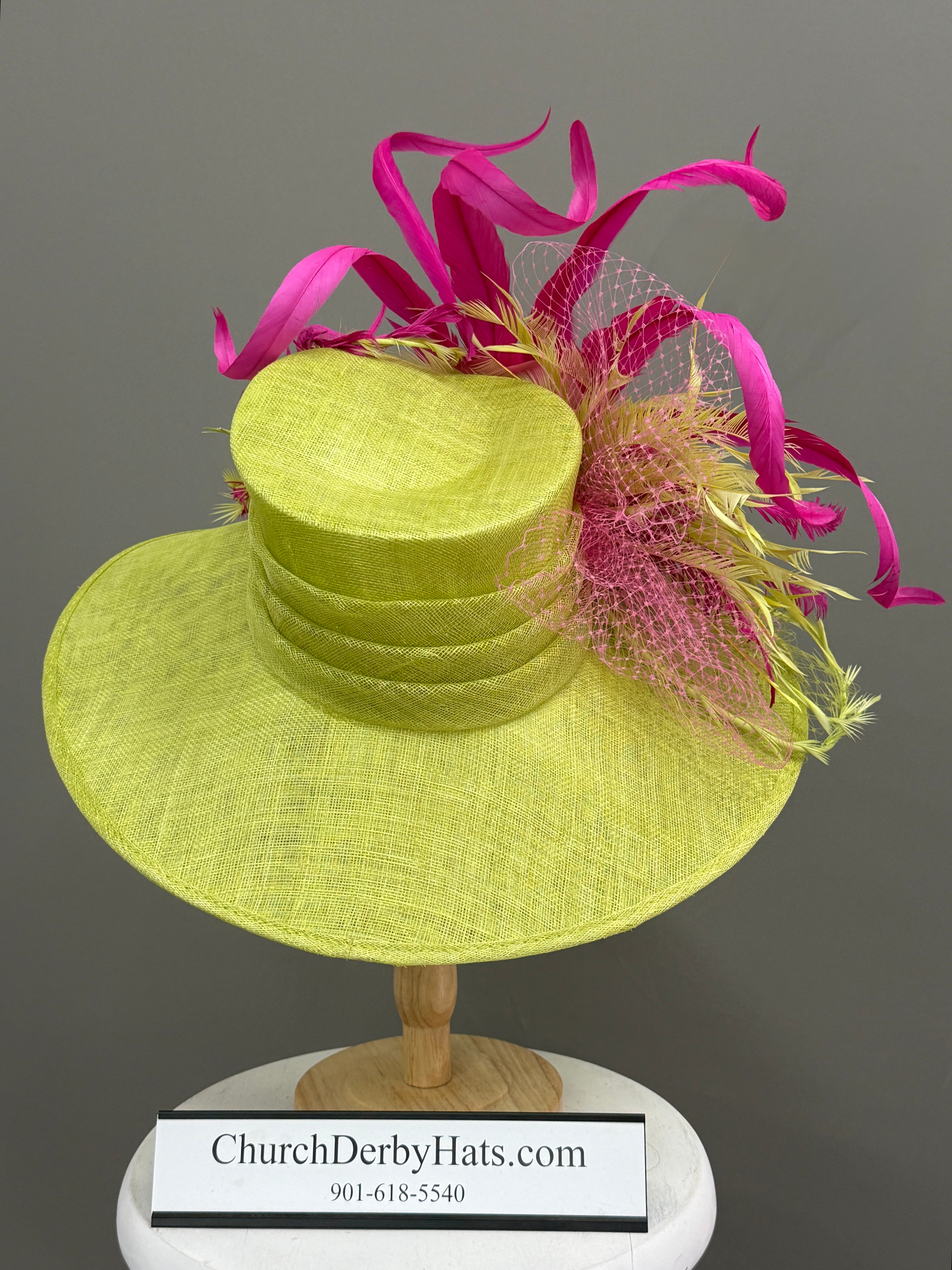 Spirit Lime Green Pink - Kentucky Derby Hat