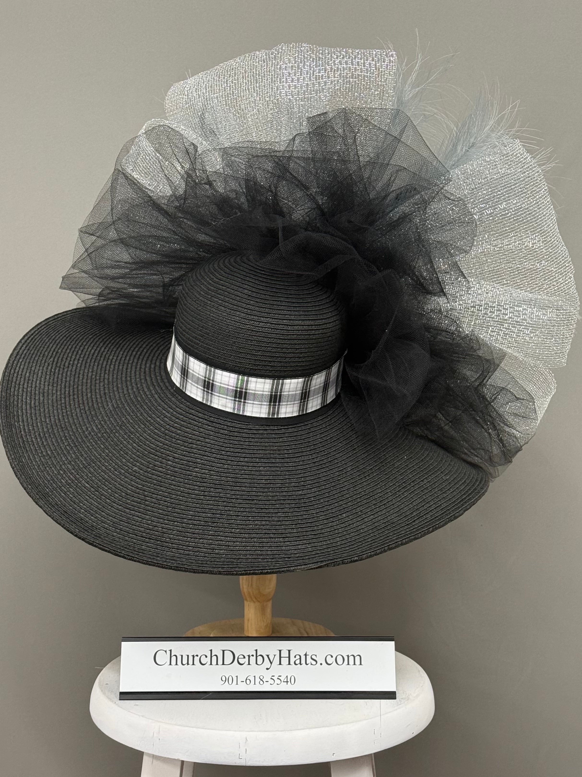 Brandy Black Gray White - Kentucky Derby Hat - Church Hat