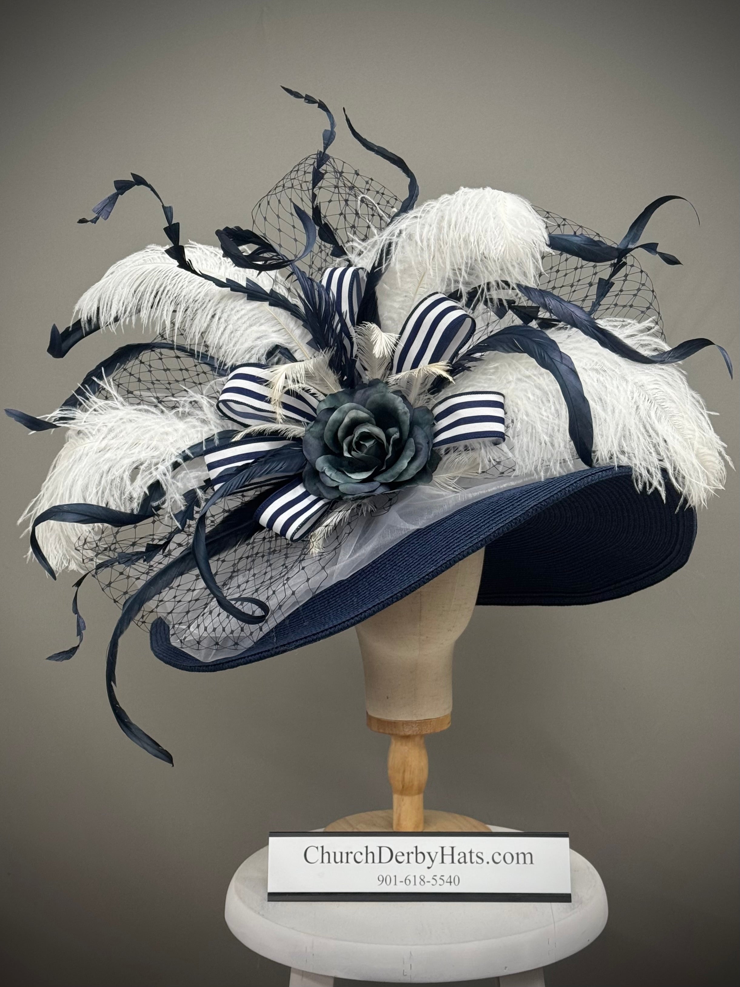 Lina Navy White - Kentucky Derby Hat