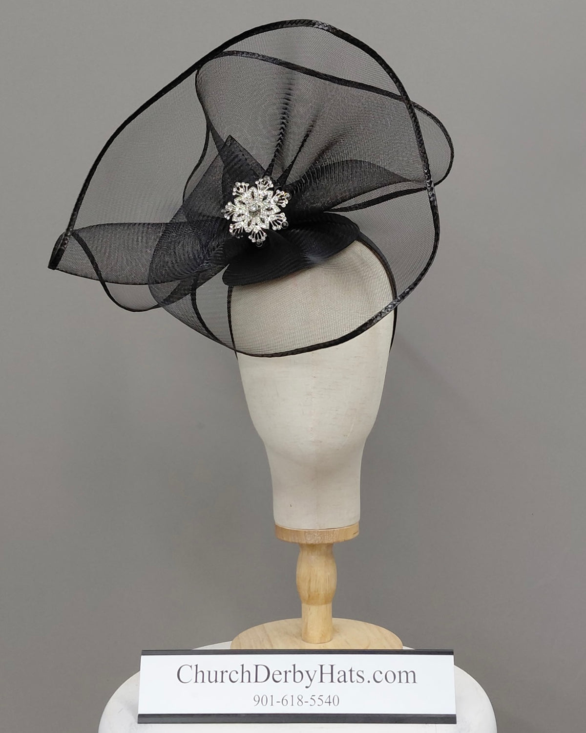 Princess Irene Black Fascinator on Headband