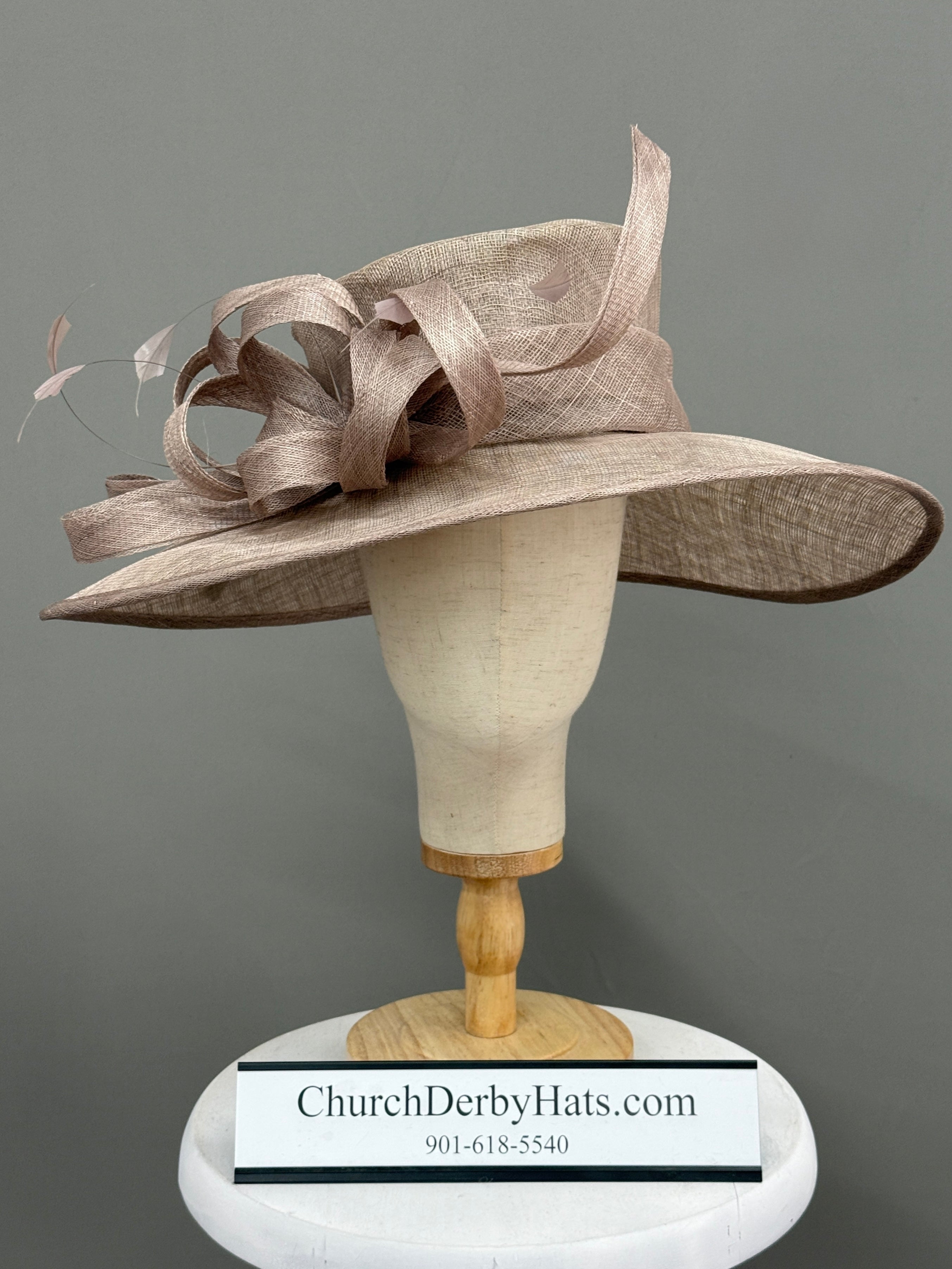 Sand Sinamay Hat - Church Derby Hat