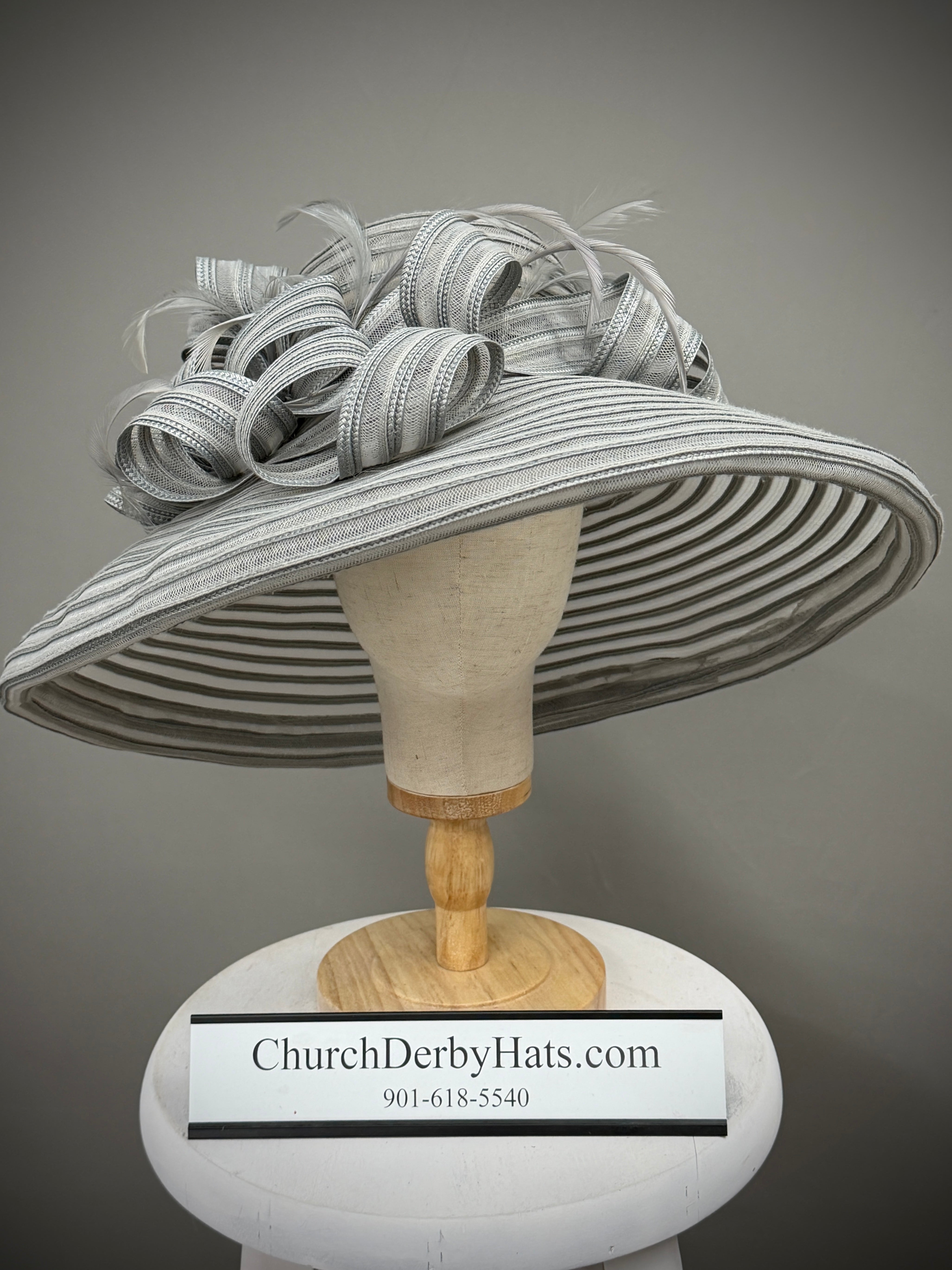 Gray Lampshade Horsehair Wide Brim Hat