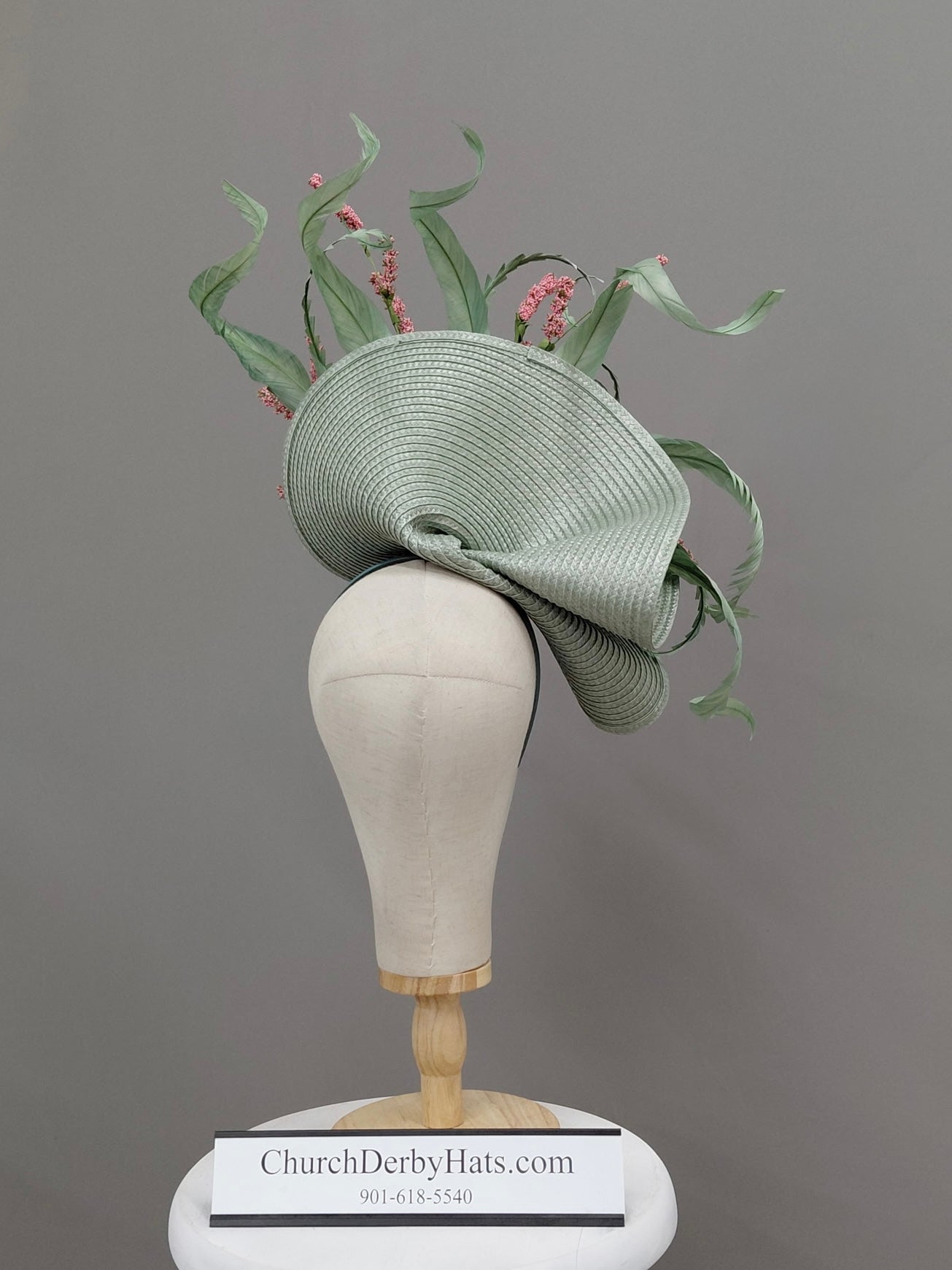 Amanda Pink Green Fascinator - Wedding Hat