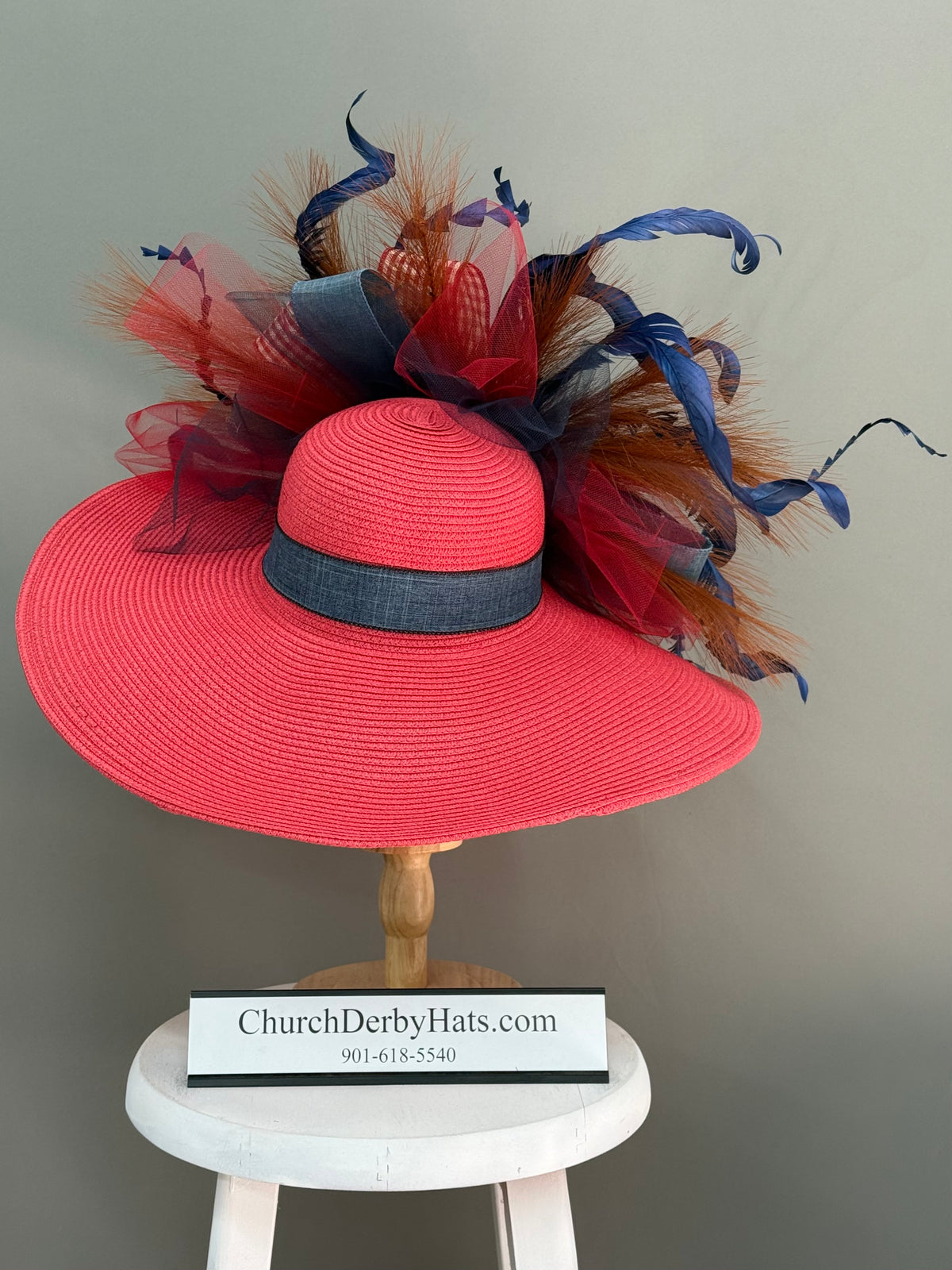 Bridget Red Blue - Kentucky Derby Hat