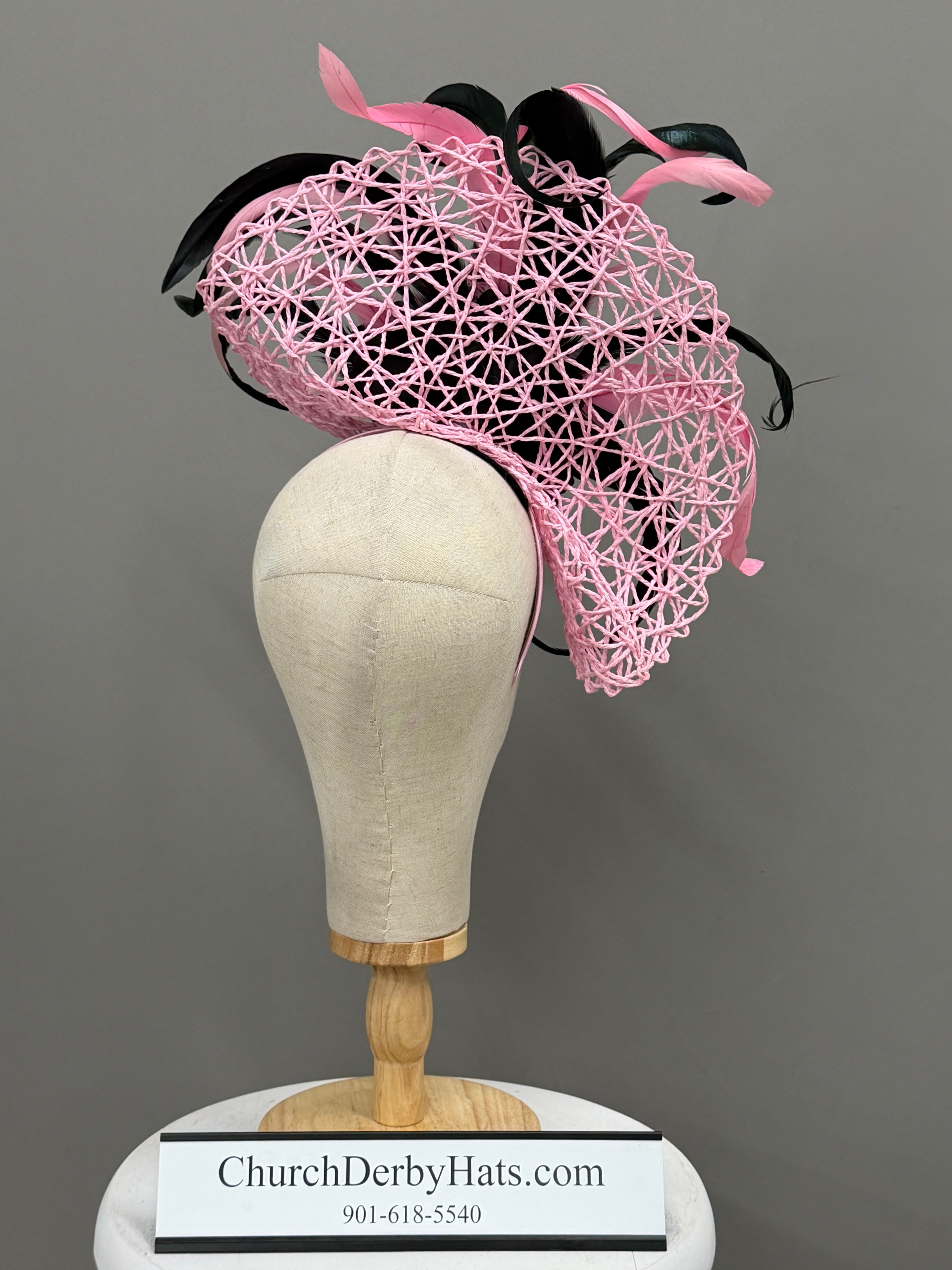 Karina Pink Black by Vance - Kentucky Derby Hat - Church Hat Fascinator