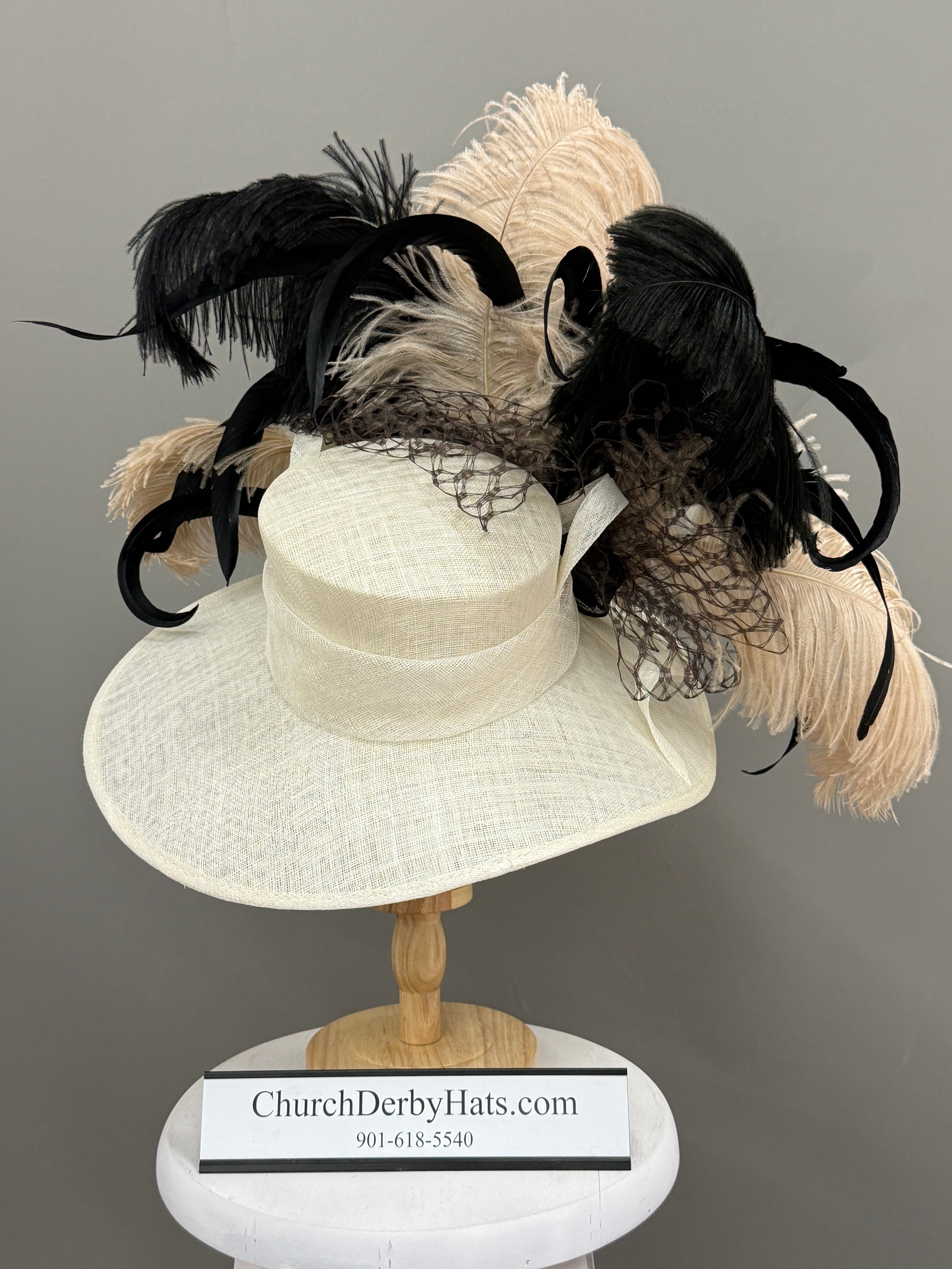 Vivian Black White Tan - Kentucky Derby Hat