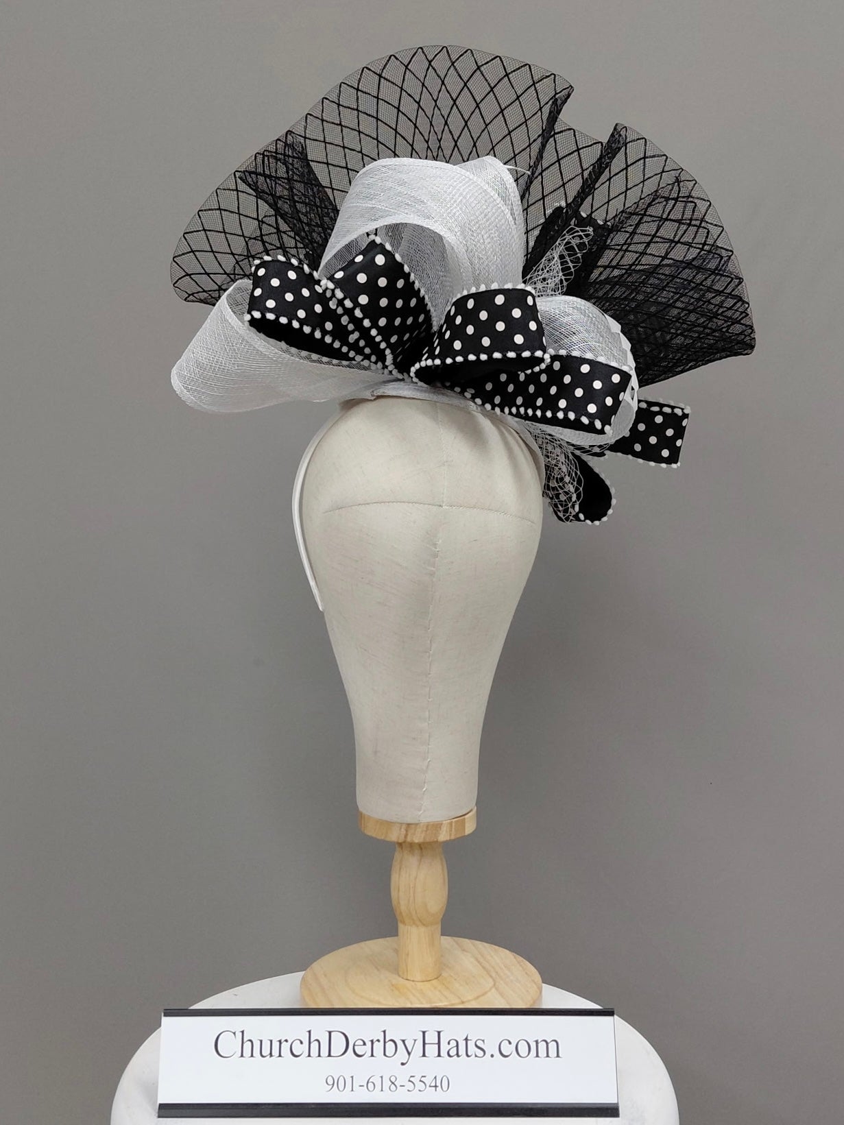 Shay Black and White - Kentucky Derby Fascinator