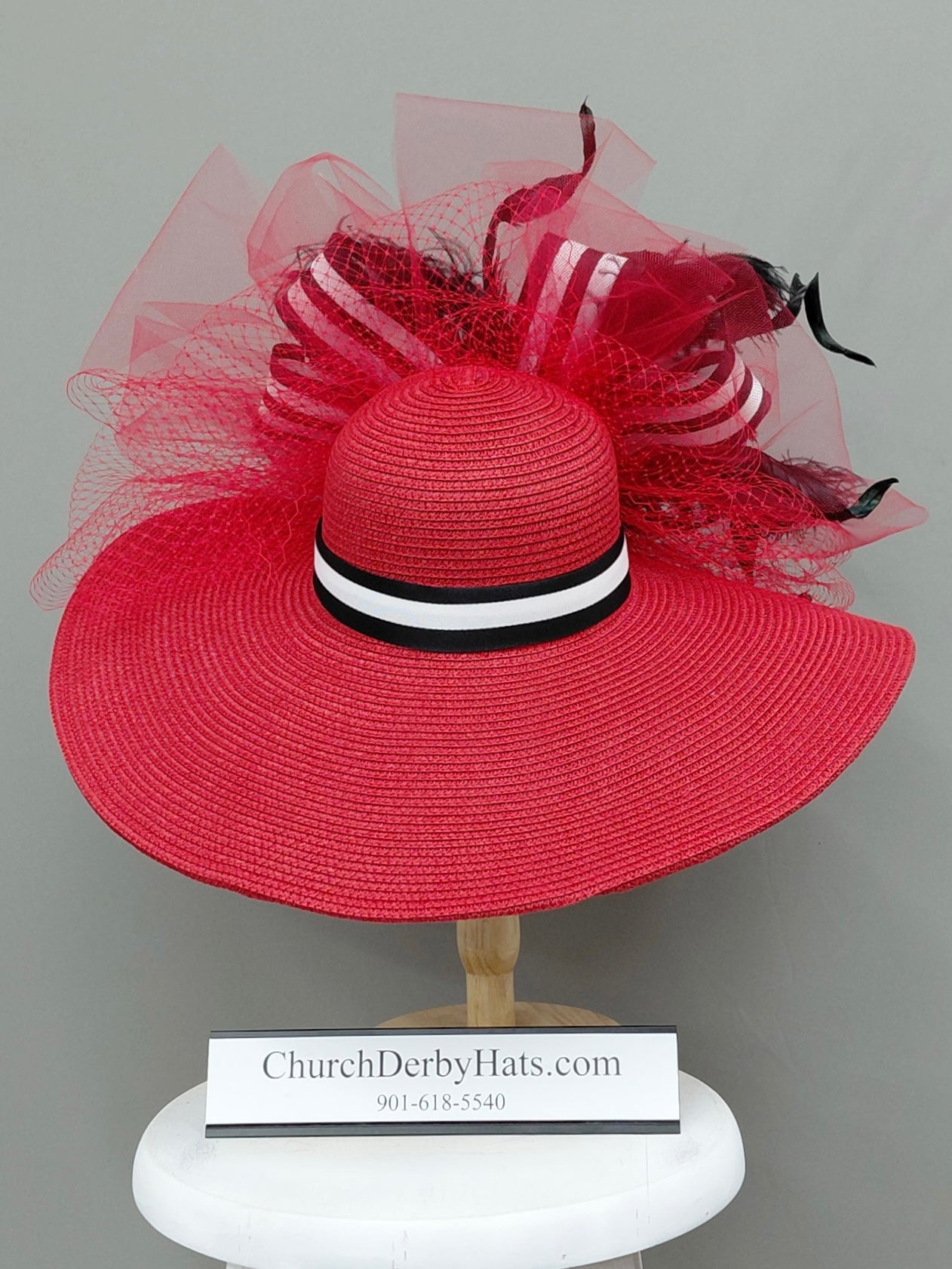 Scarlet - Red White Black - Kentucky Derby Hat