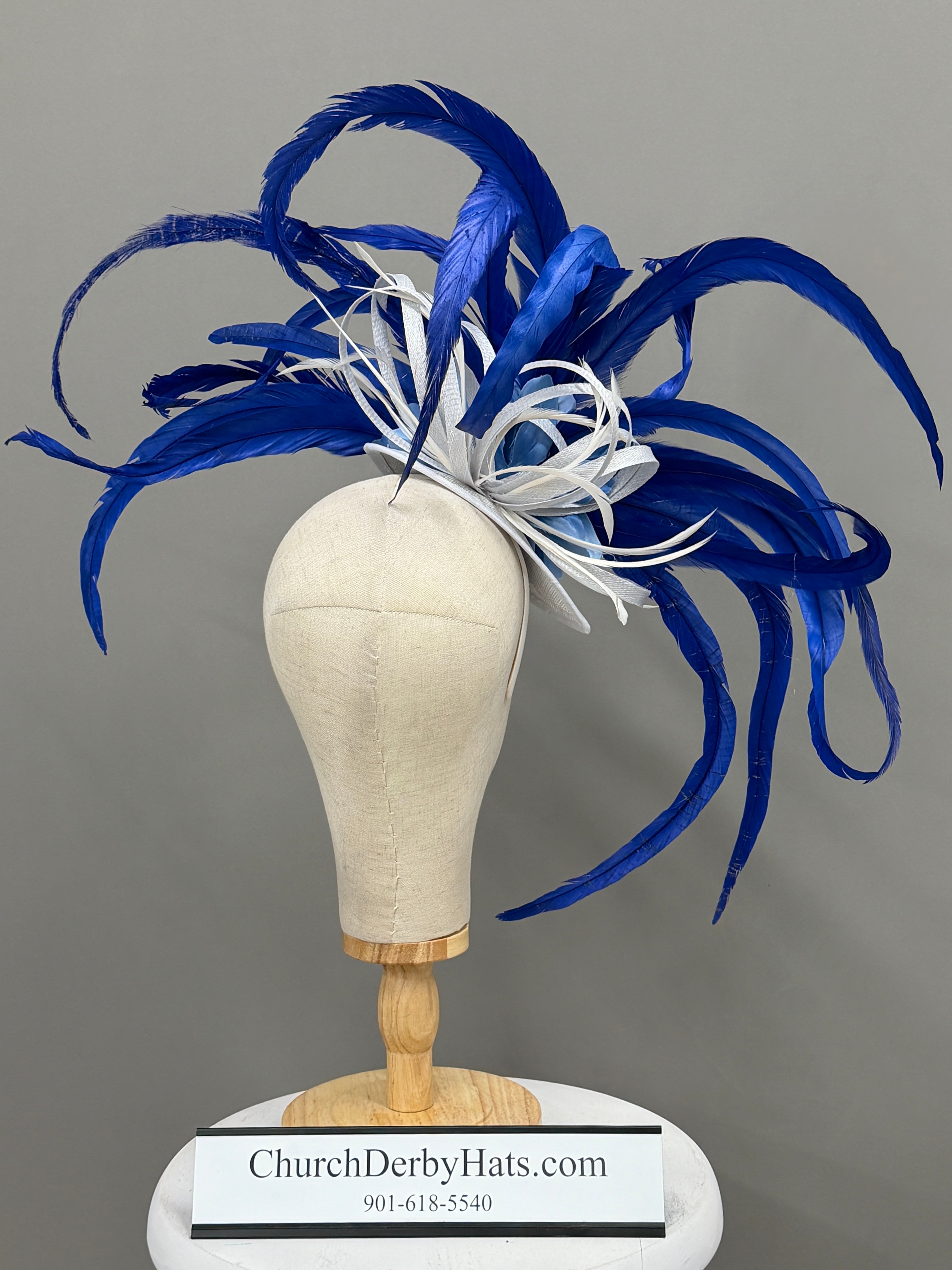 Jewel Blue by Vance - Kentucky Derby Hat - Church Hat - Fascinator on Headband