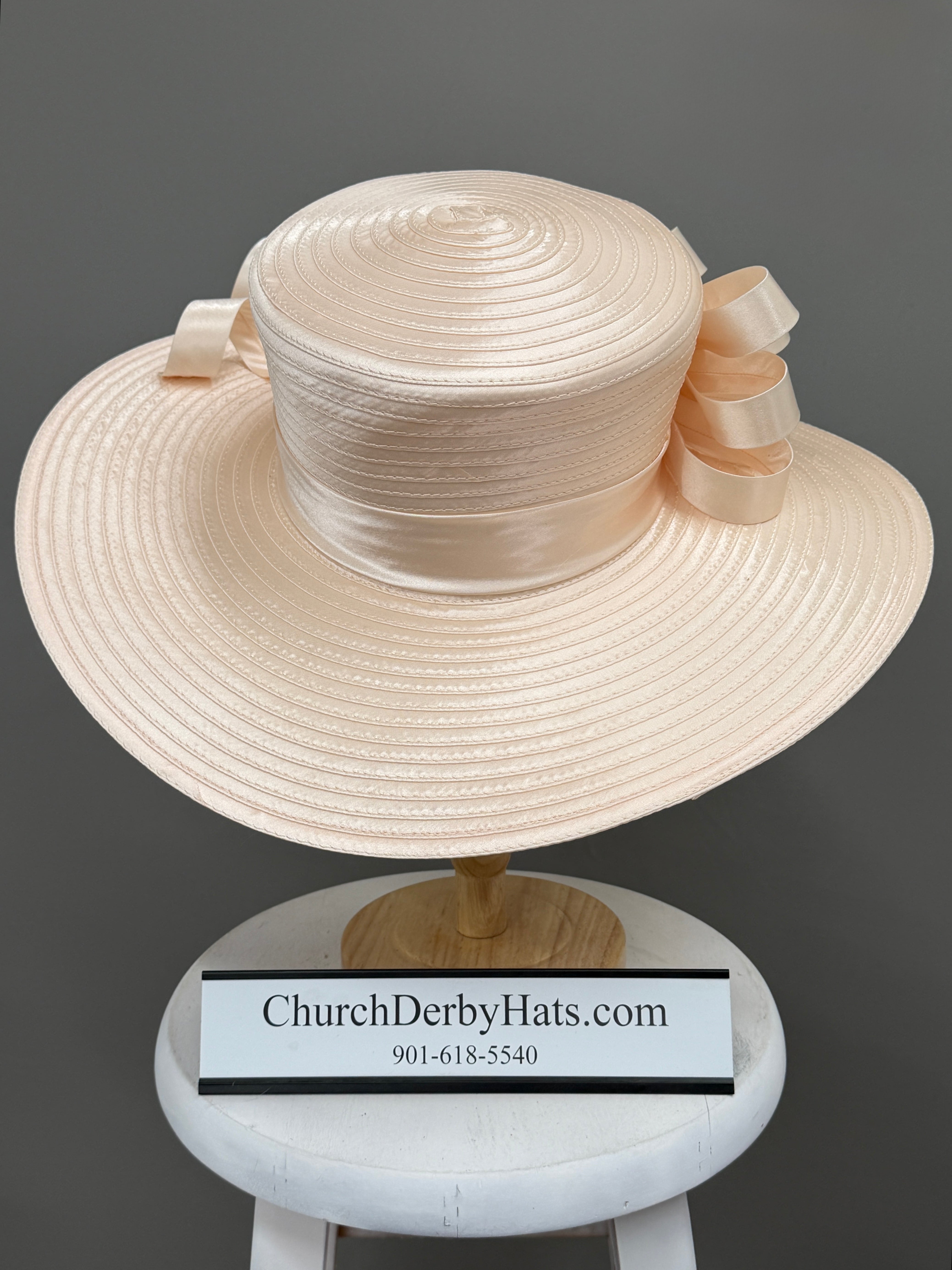 Peach Satin Ribbon - Church Derby Hat