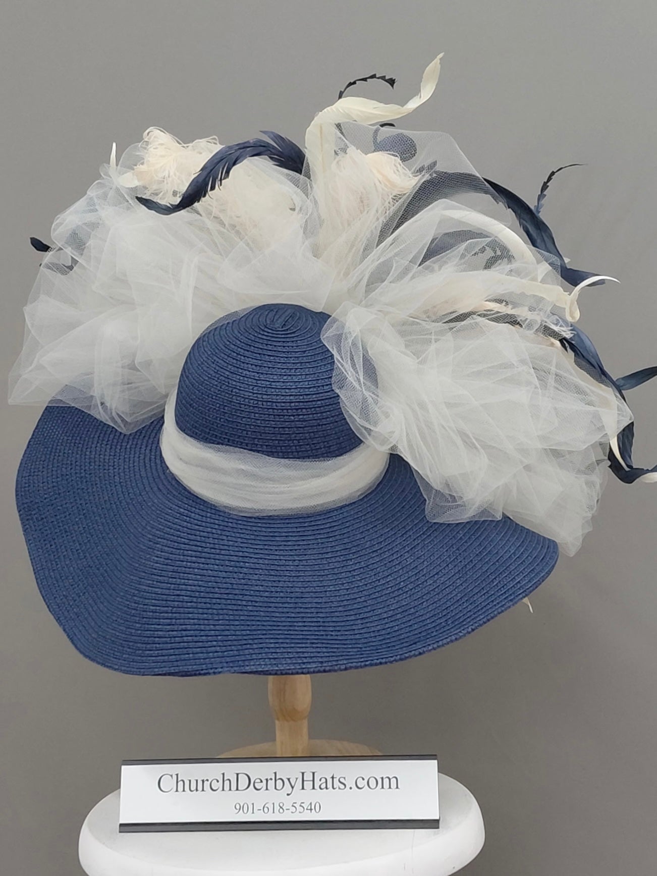 Olivia Navy Ivory - Kentucky Derby Hat