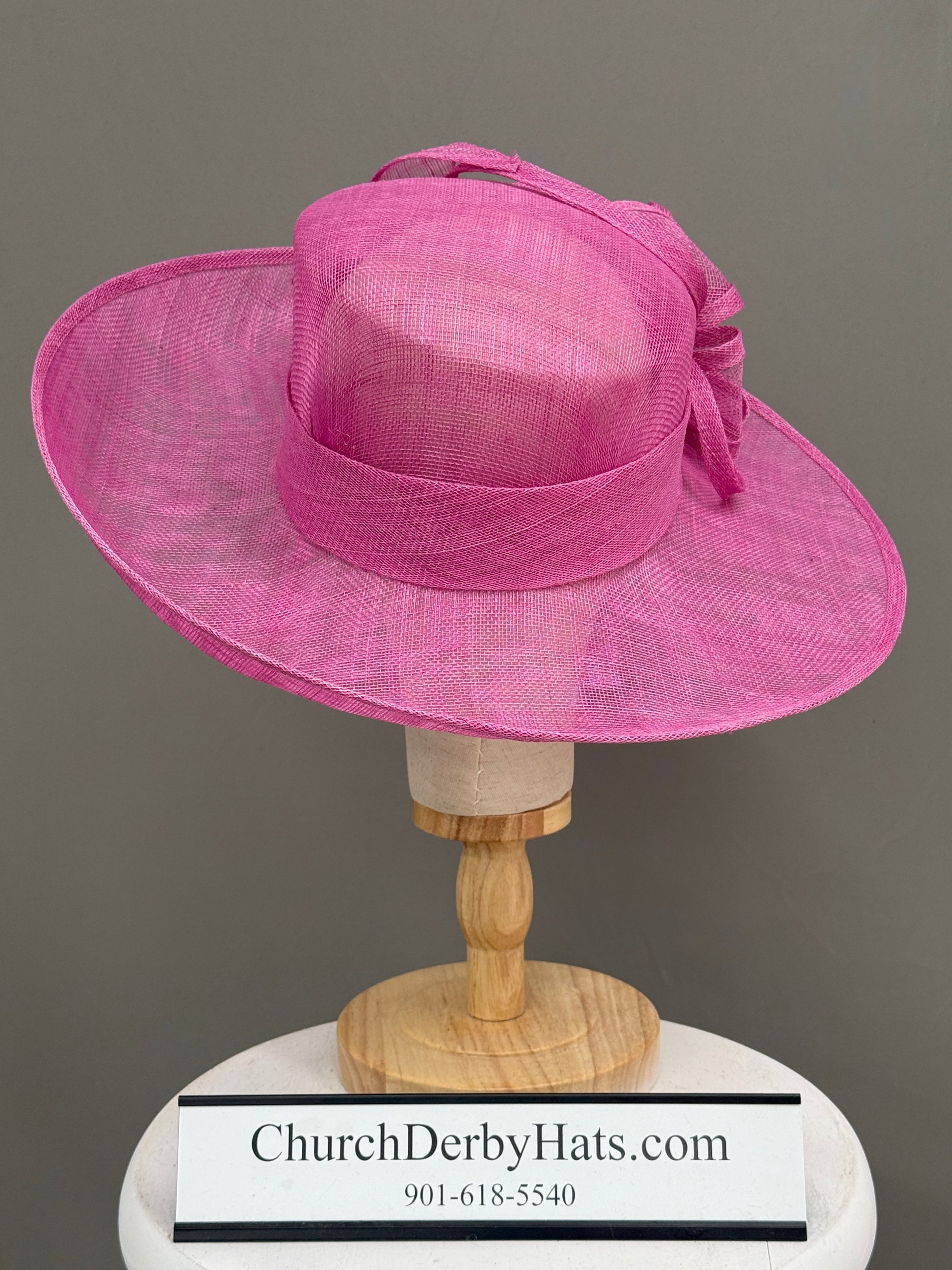 Windy Pink Sinamay - Church Derby Hat