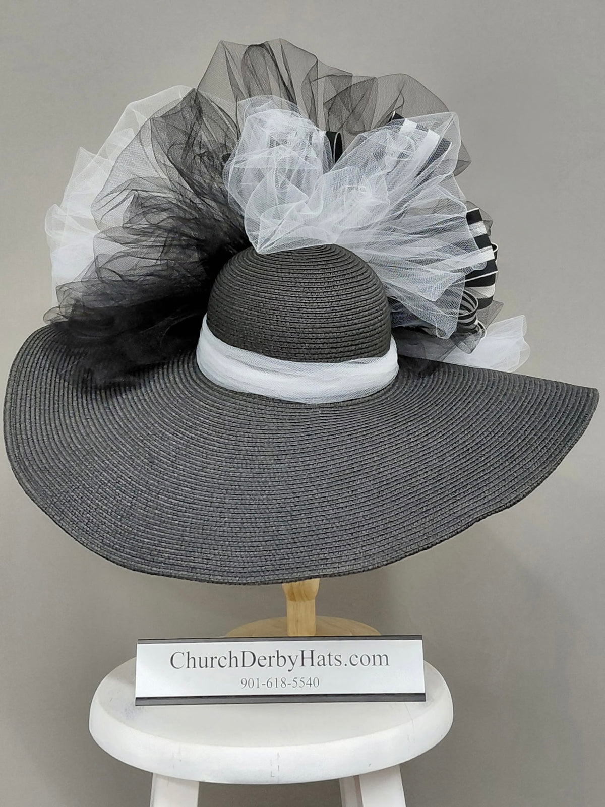 Clarissa Red Black White - Kentucky Derby Hat