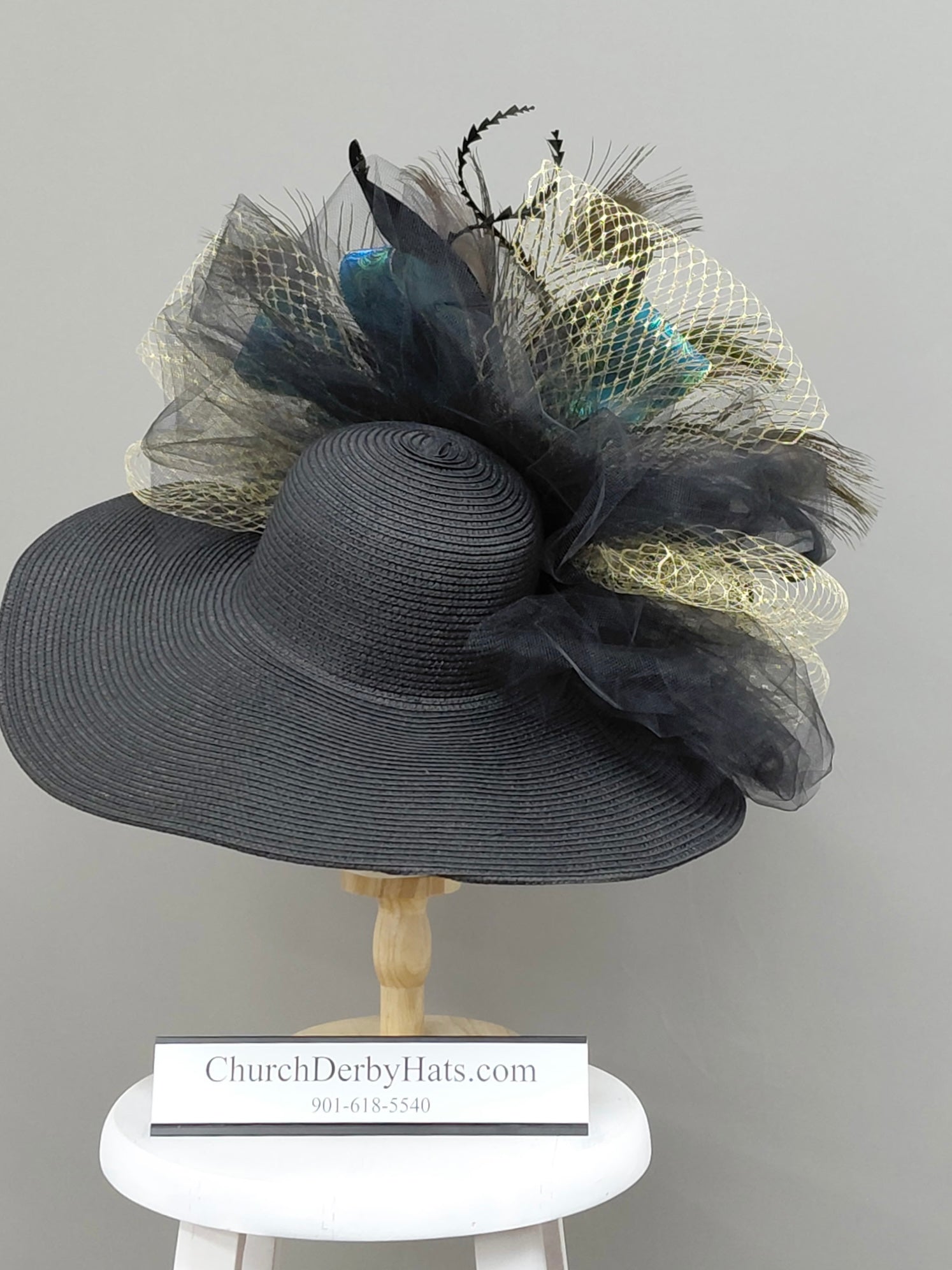Amarillo - Black Teal Kentucky Derby Hat