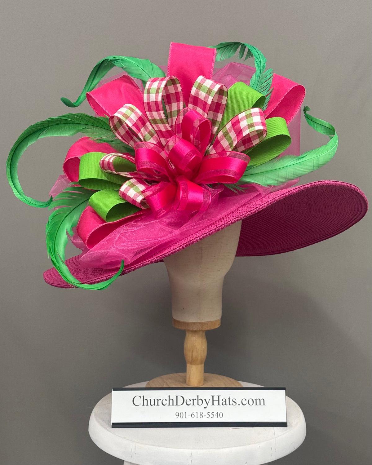 Jena Pink Green - Kentucky Derby Hat