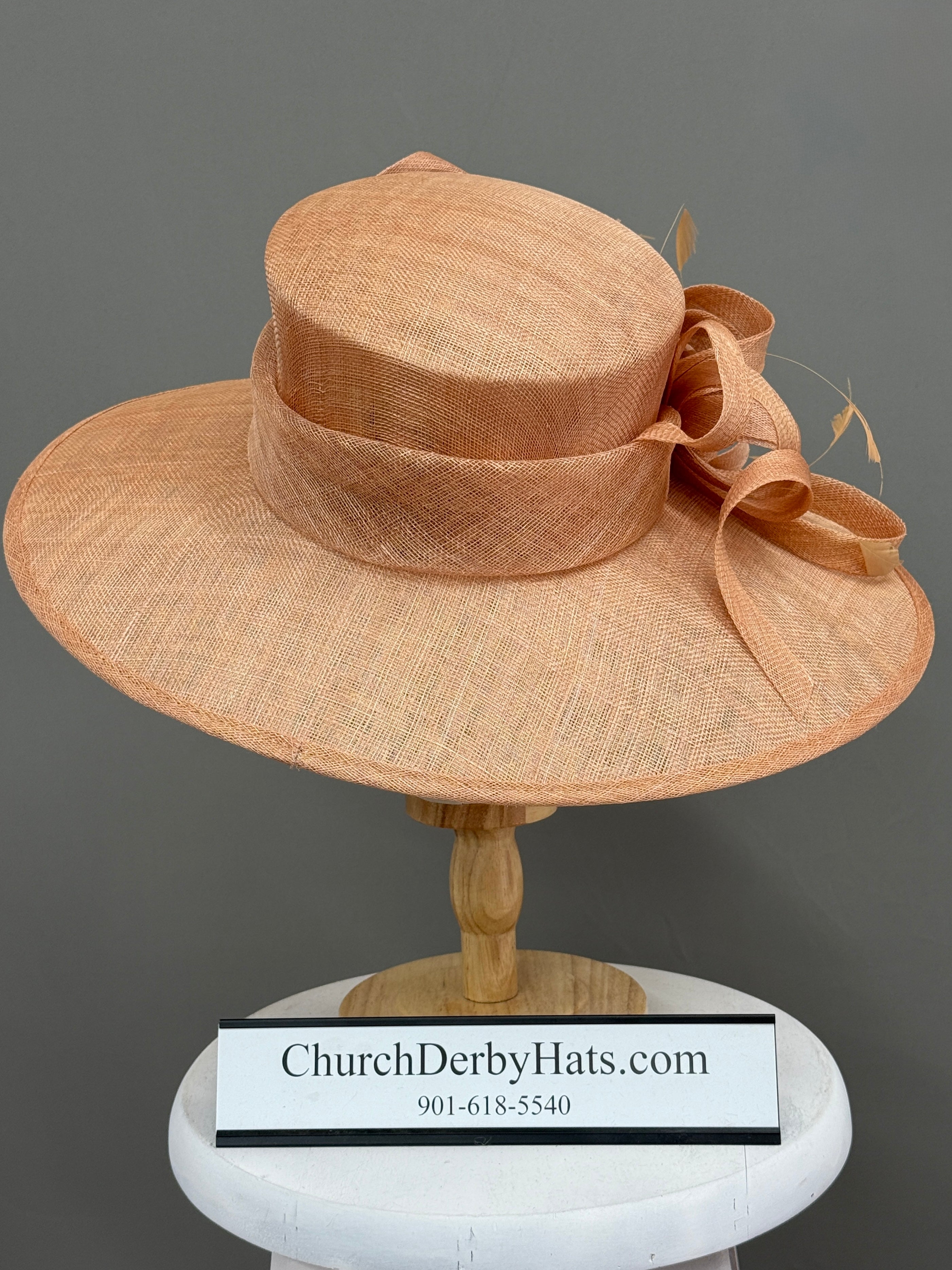 Apricot Sinamay Straw - Church Derby Hat