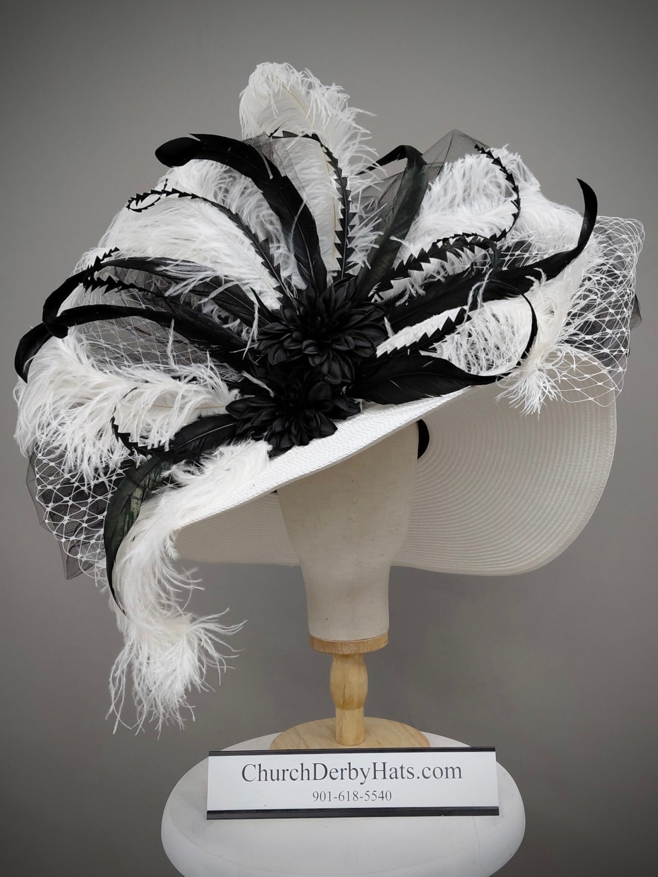 Clara White Black - Church Derby Hat