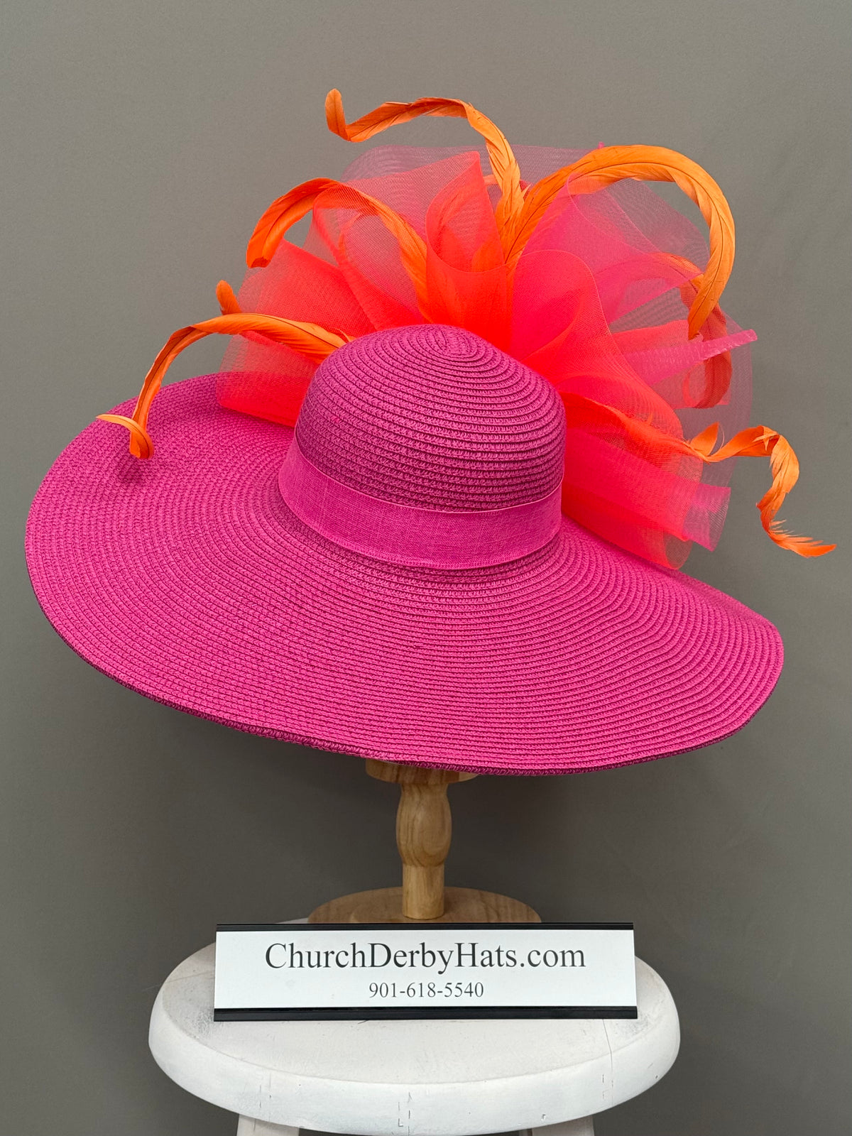 Jackie Fuchsia Orange - Kentucky Derby Hat