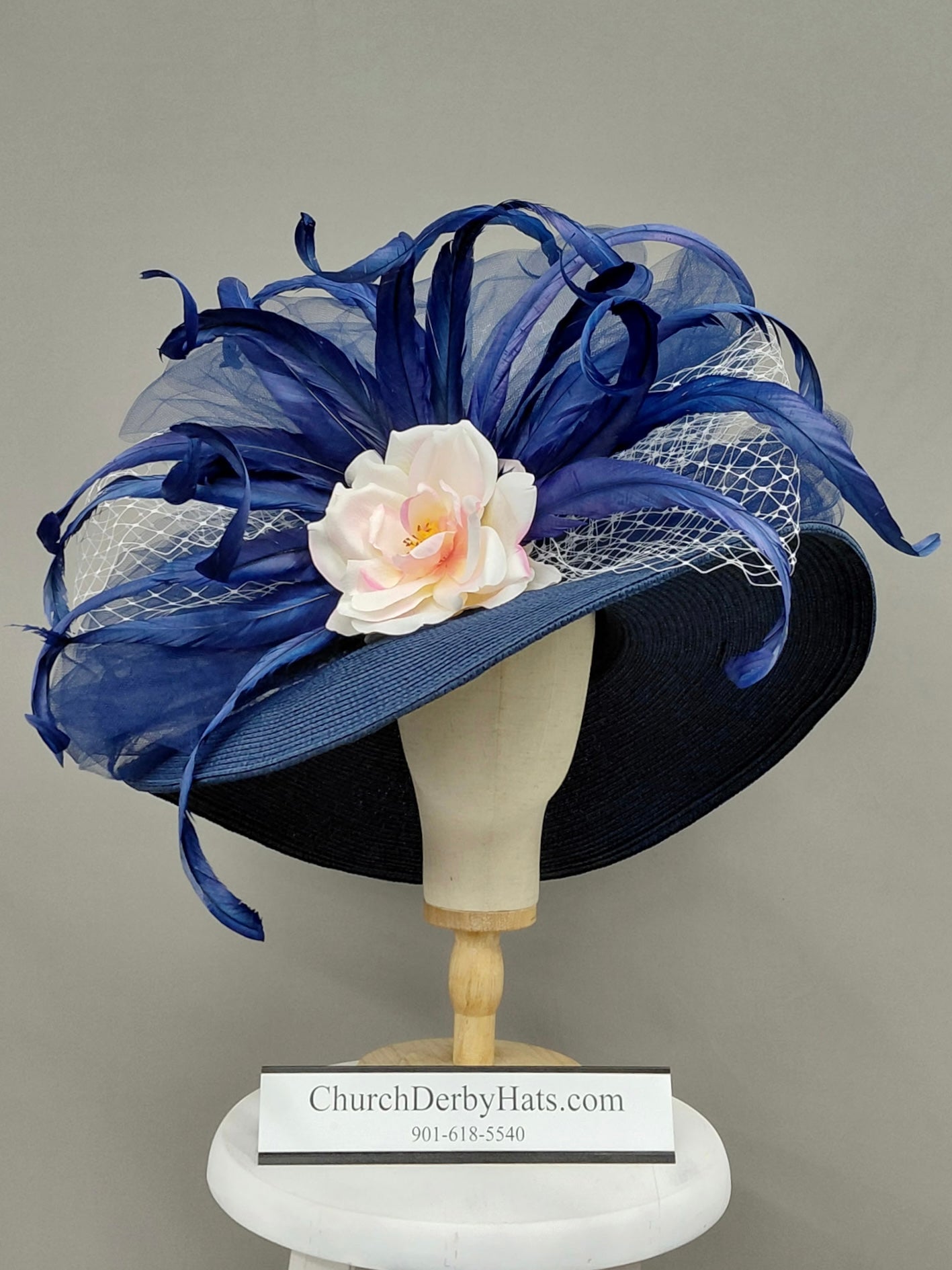 Navy Blue Kentucky Derby Hat - Church Hat