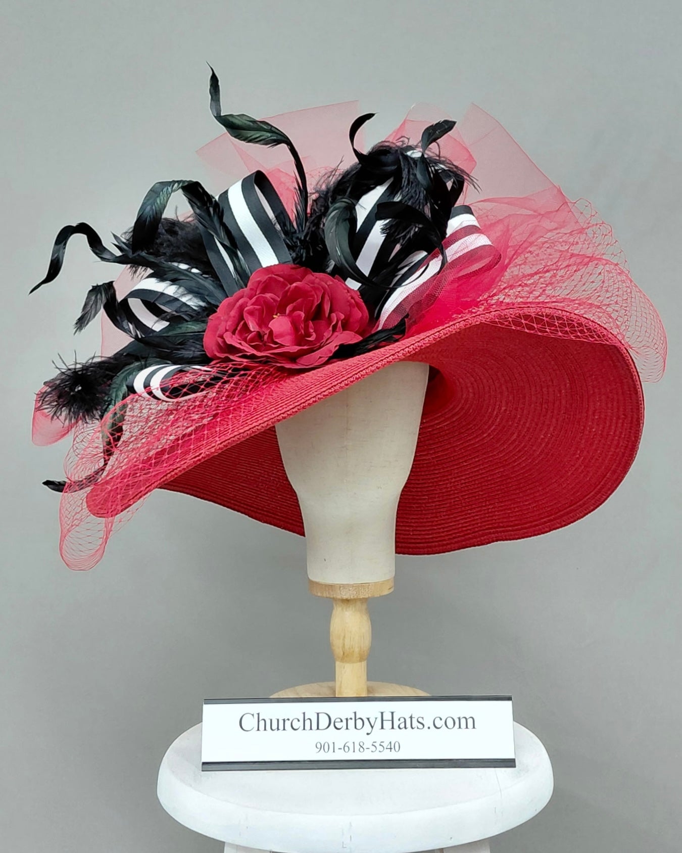 Scarlet - Red White Black - Kentucky Derby Hat
