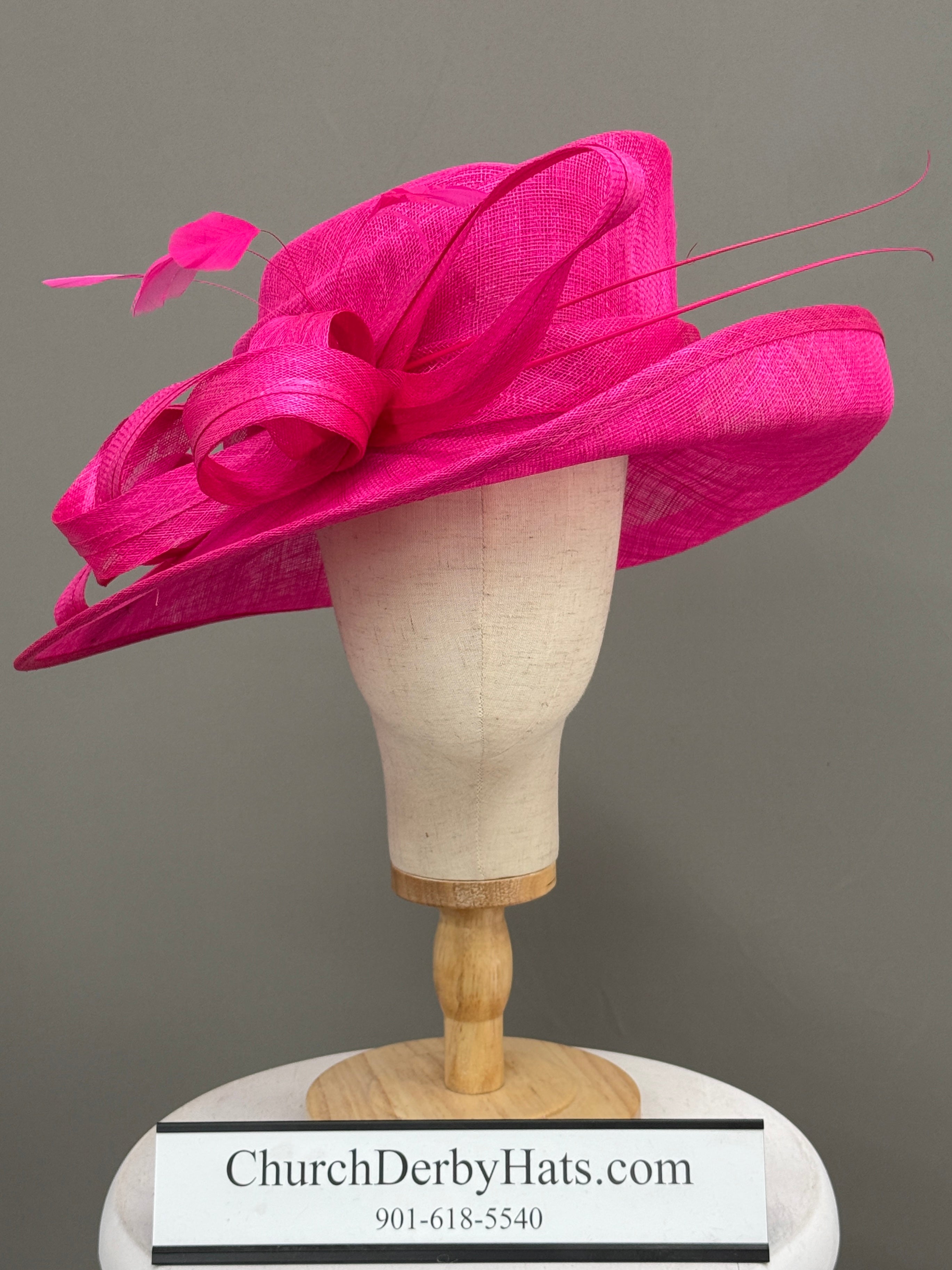 Hot Pink Sinamay - Church Derby Hat
